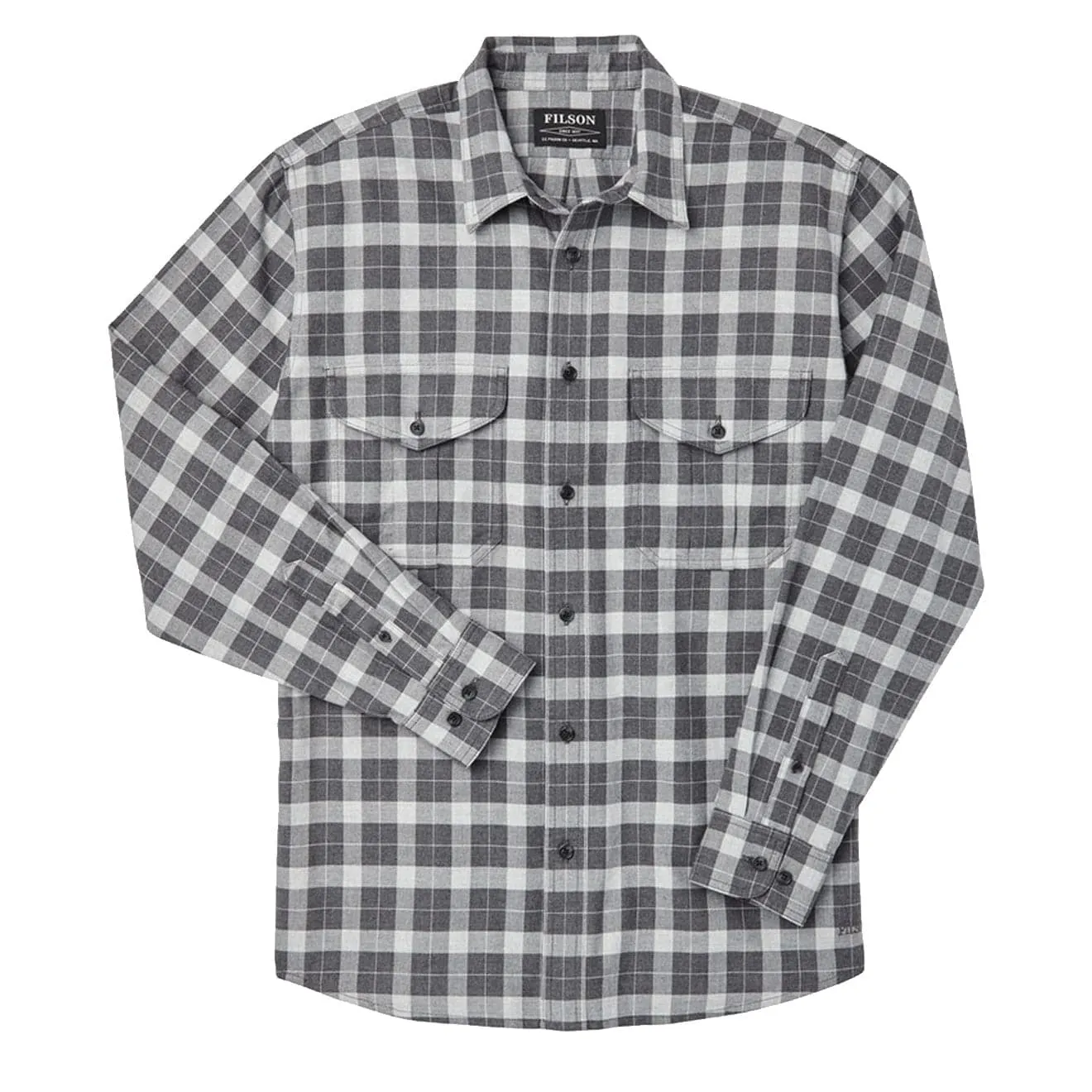 Filson Lightweight Alaskan Guide Shirt Heather Grey Plaid Layering Piece