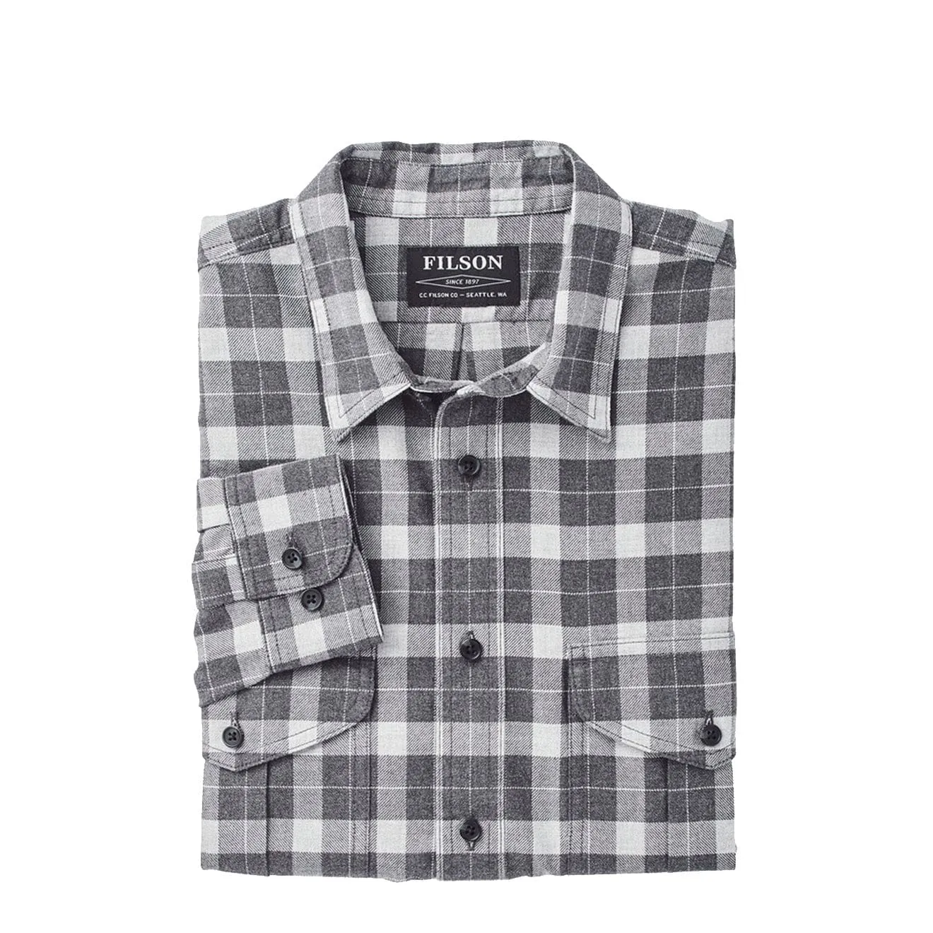Dressy look Filson Lightweight Alaskan Guide Shirt Heather Grey Plaid