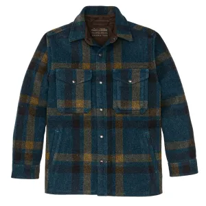 Filson Lined Mackinaw Jac-Shirt Teal / Ochre Plaid crew neck Double Stitched Hems