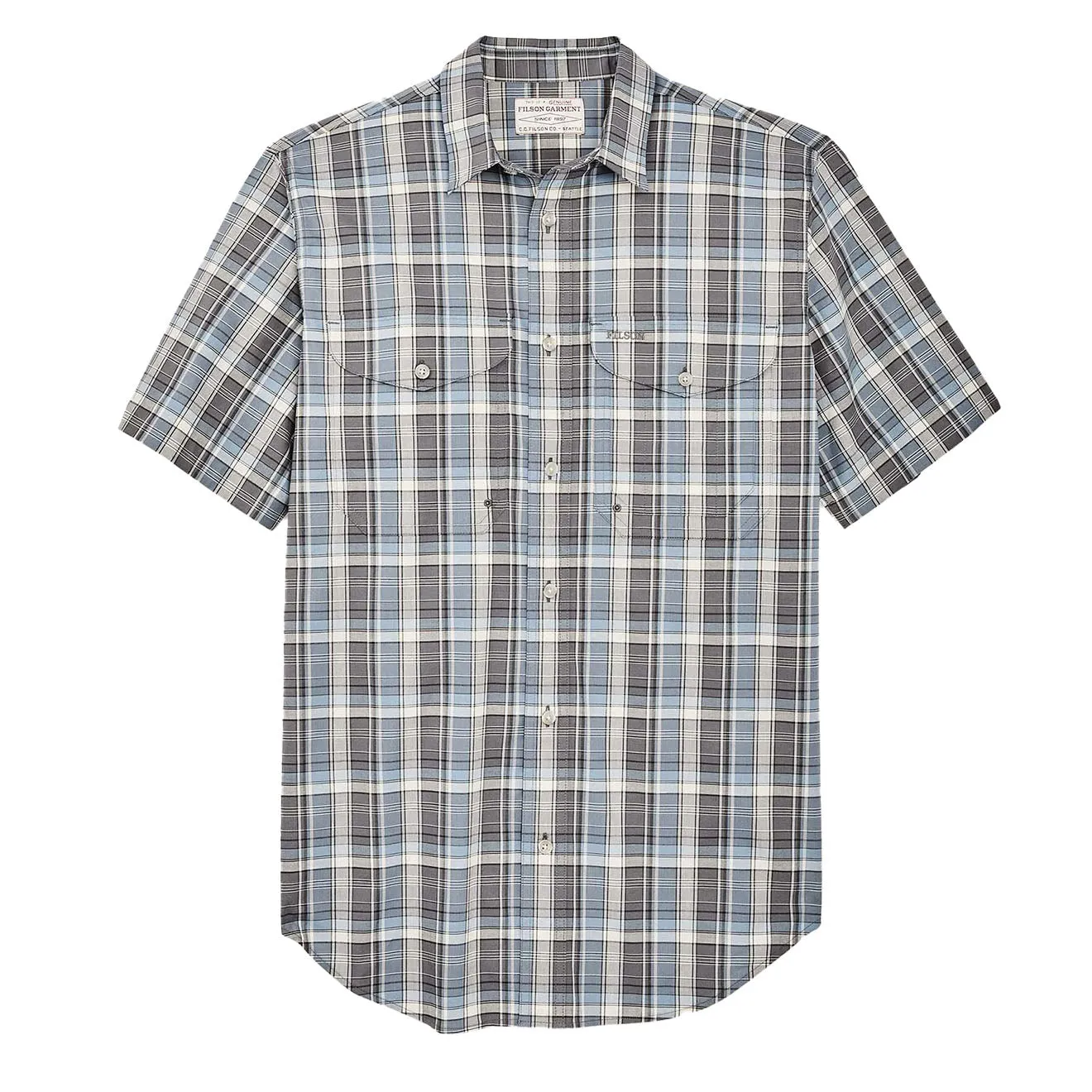 Filson Twin Lakes Short Sleeve Sport Shirt Gray / Blue / Cream garden party