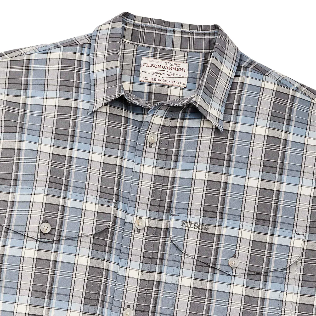 Filson Twin Lakes Short Sleeve Sport Shirt Gray / Blue / Cream Eco-friendly