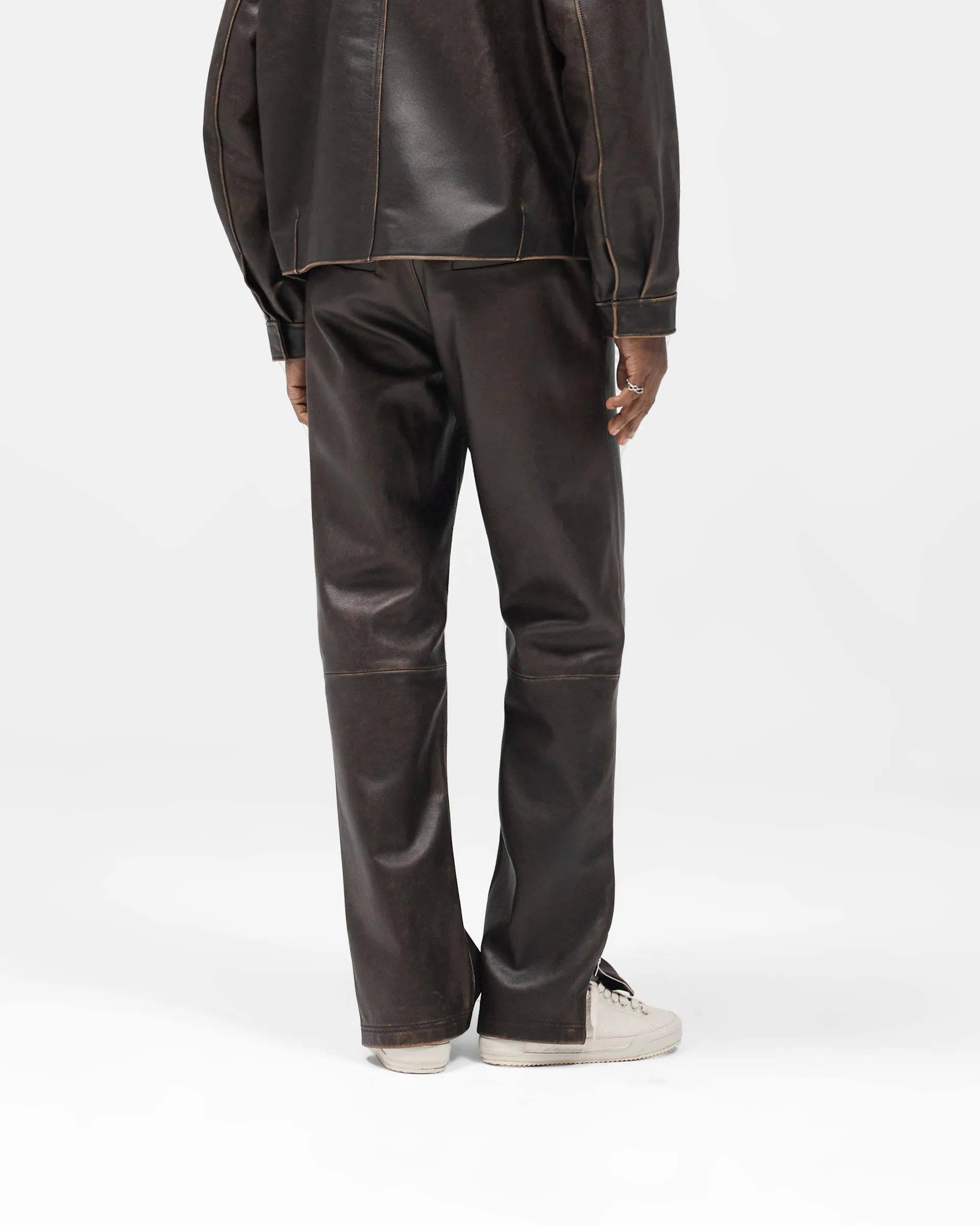 Cozy Movement Quick-Dry Material Sunfade Leather Pant - Nero