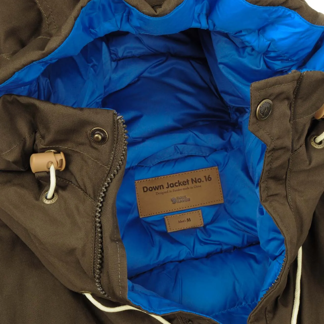 Fjallraven Down Jacket No. 16 Dark Olive Functional Zip Detail