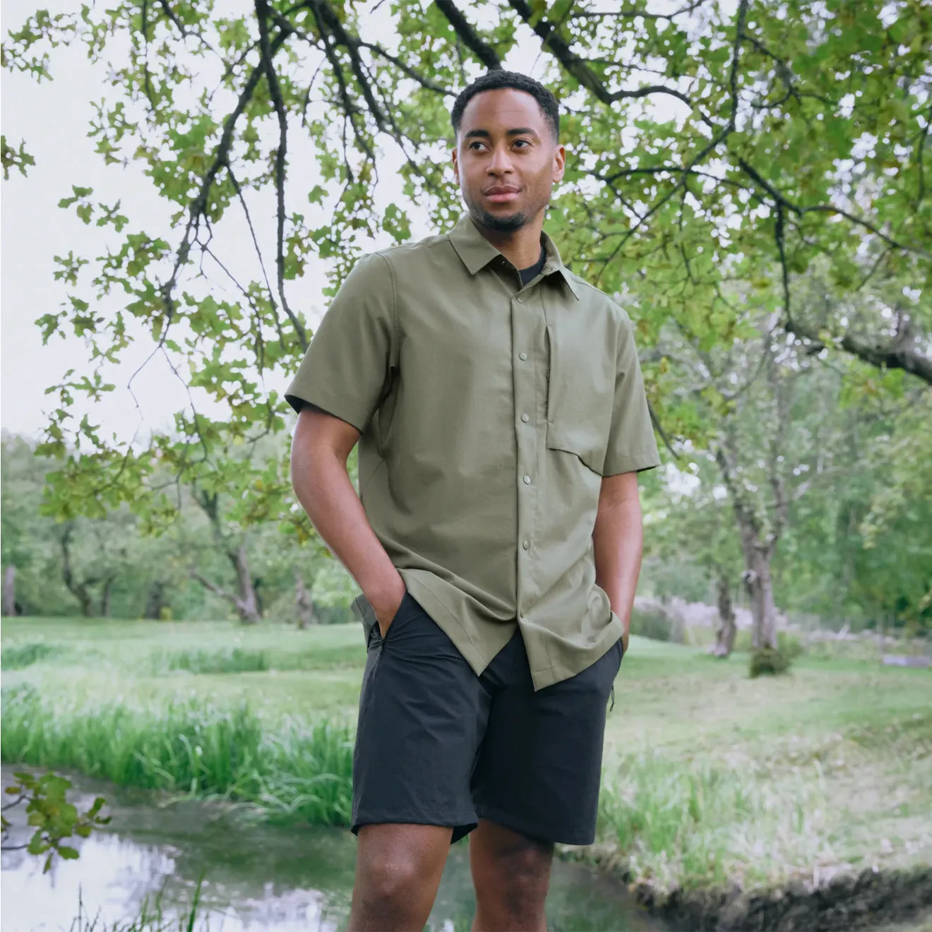 Student Essential Fjallraven High Coast Pack Shirt SS Laurel Green