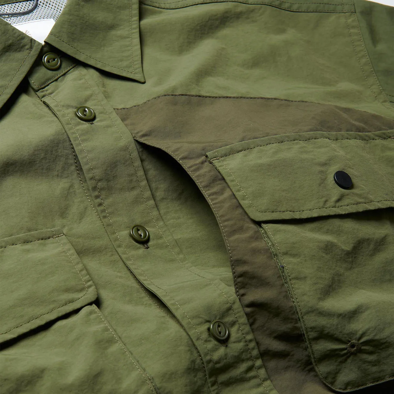 Gramicci Nylon Brentwood Shirt Olive Subtle Details