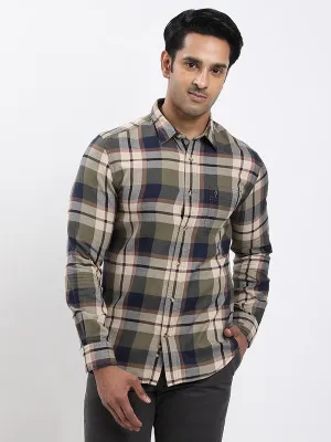 Neutral Colors Men Checked Full Sleeve Cotton Shirt