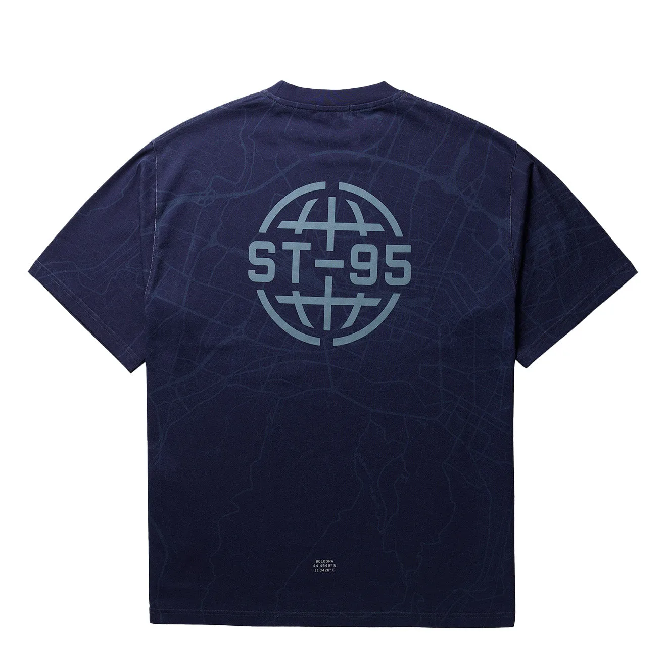 ST95 Lugano Map SS T-Shirt Navy High-Quality Cotton TaglessCollar