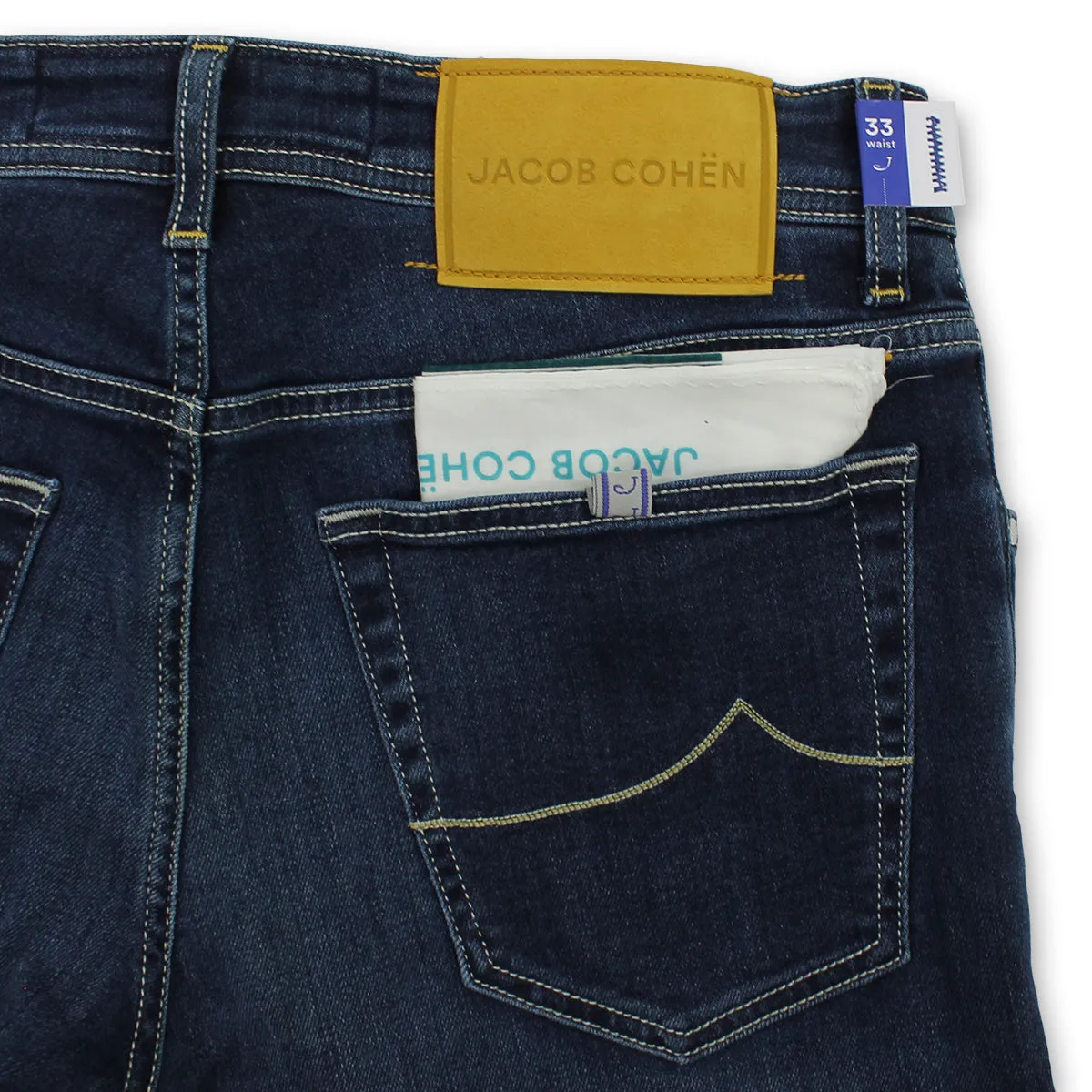 Jacob Cohen - Nick Slim Fit Suede Tan Badge Jeans Perfect Length Easy Fit Design