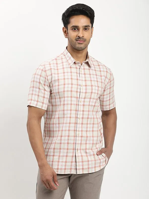 Functional Design quick dry Men Checked Half Sleeve Cotton Shirt