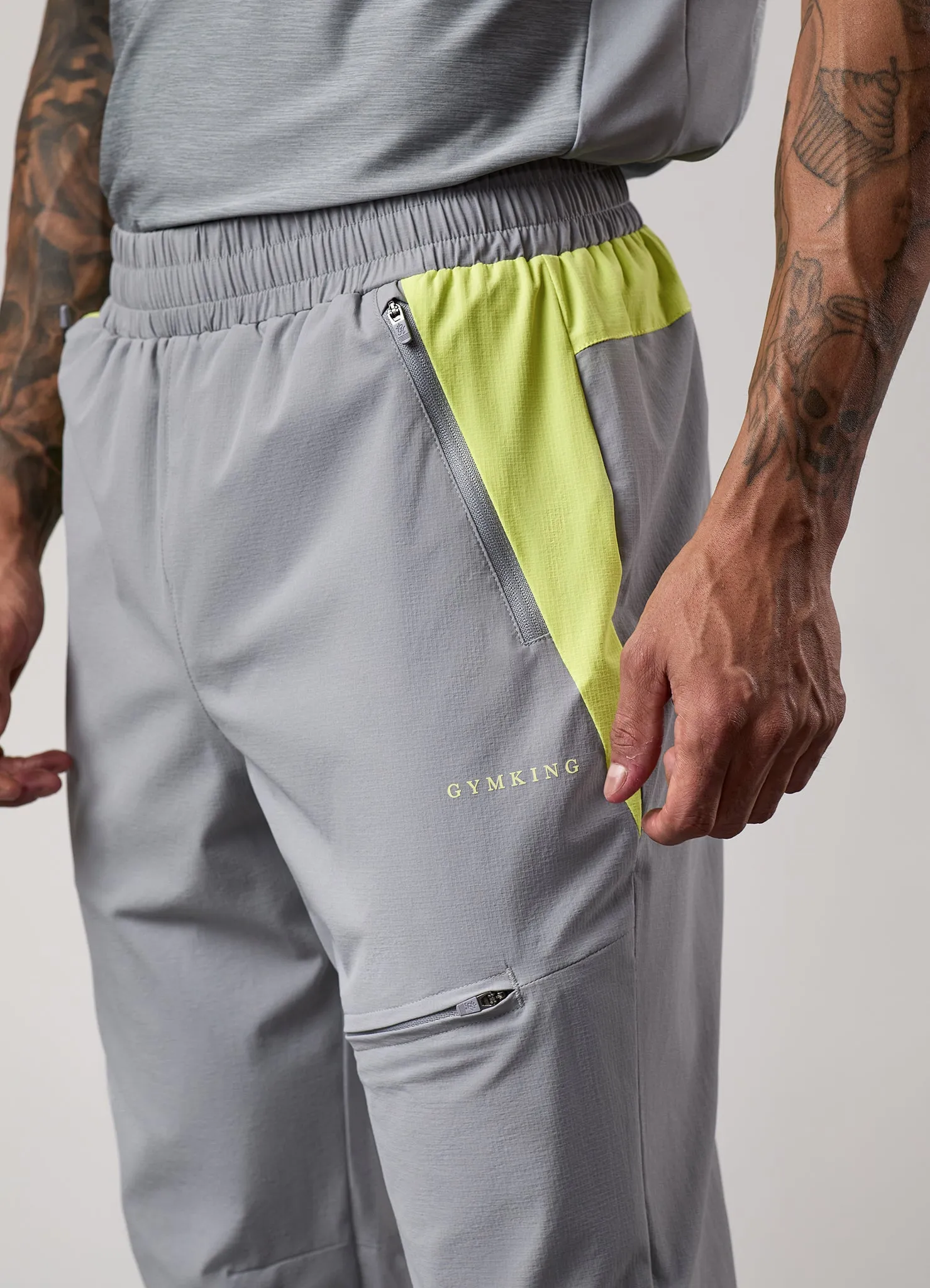 Gym King Fusion Tracksuit Bottom - Silver Grey Pocket Reinforcement