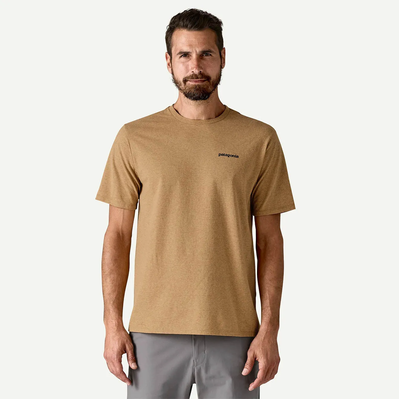 Patagonia P-6 Logo Responsibili-Tee Talon Gold Breathable Mesh Panels All-Day Wear