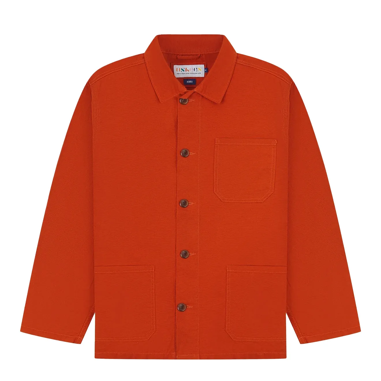 Flexible Shoulder Panels Uskees 3001 Buttoned Overshirt Rust