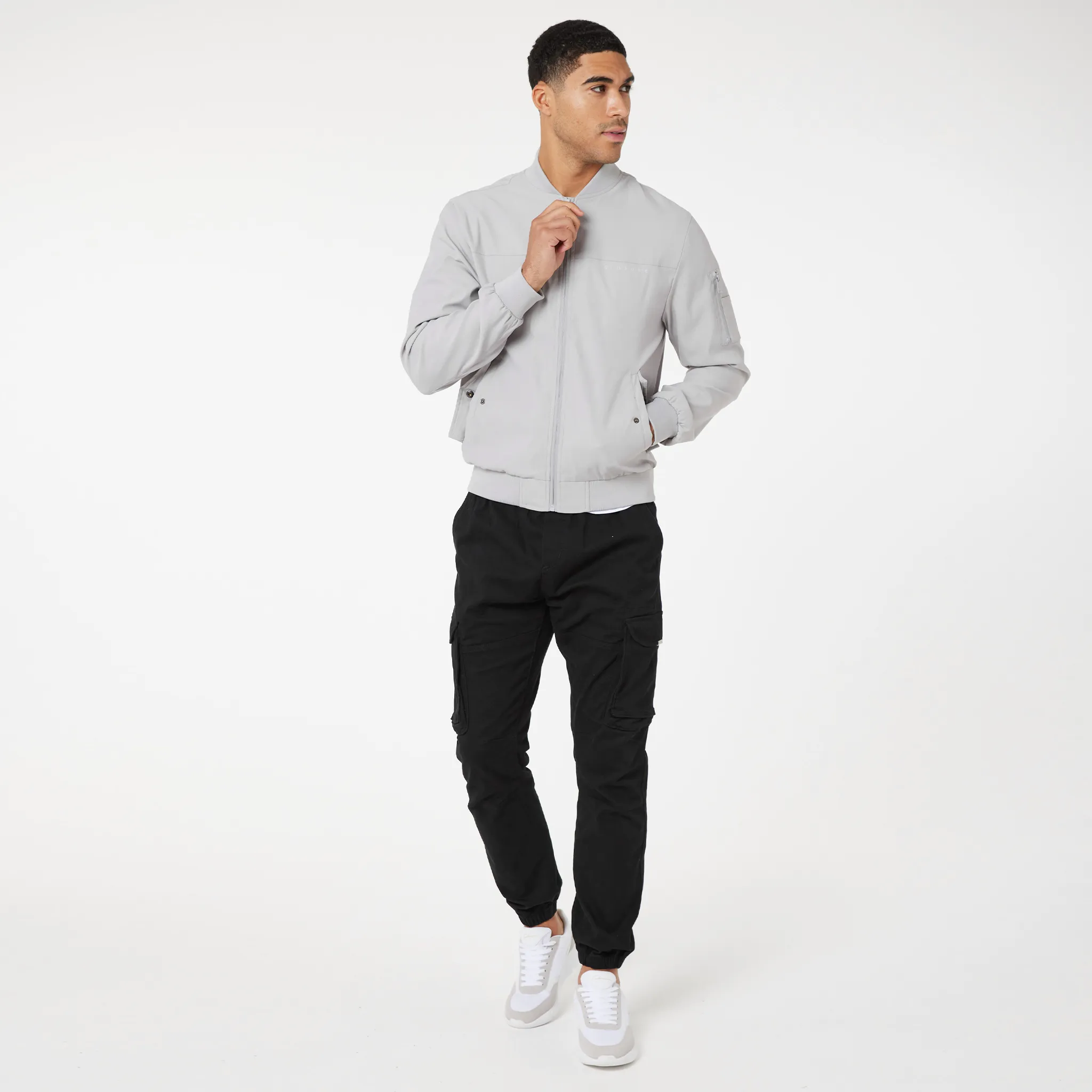 Eco Friendly Dyed Fabric Premium Bomber Jacket | Ice Grey