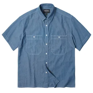 Frizmworks Chambray Big Pocket Half Shirt Blue Blue Neutral Colors Casual Look