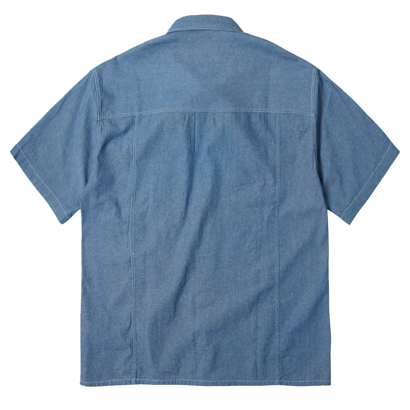 Frizmworks Chambray Big Pocket Half Shirt Blue Blue Seamless Shoulder Multipurpose Layering Fabric