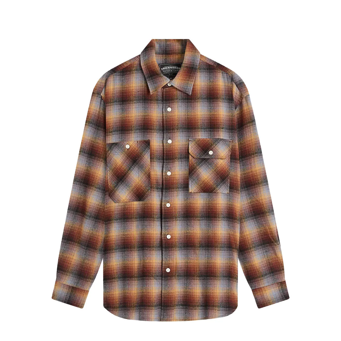 Frizmworks Flannel Check Work Shirt Brown Sky Versatile Piece Premium Fabric