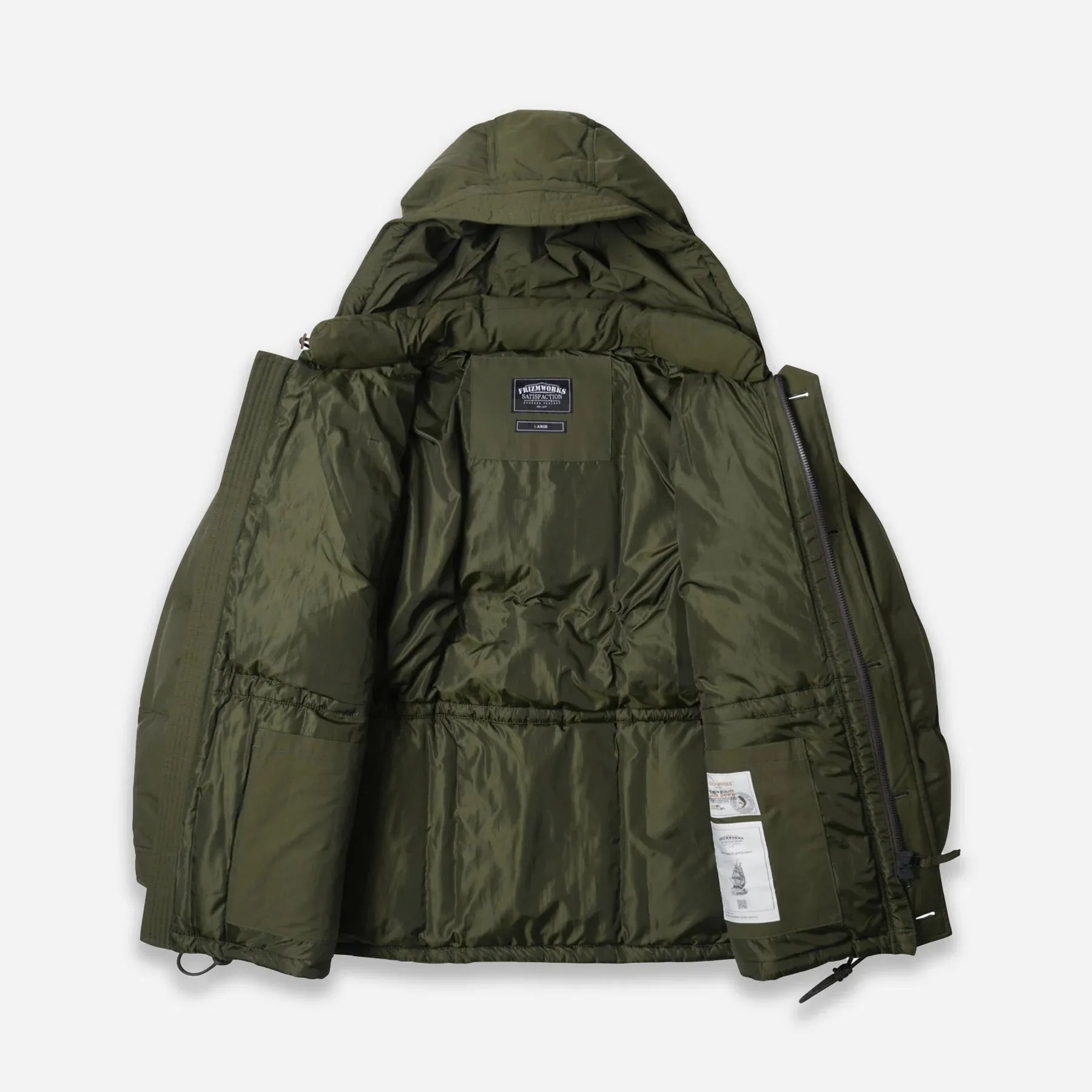 Frizmworks Karakoram Down Parka Dark Green Clean Jacket Detail