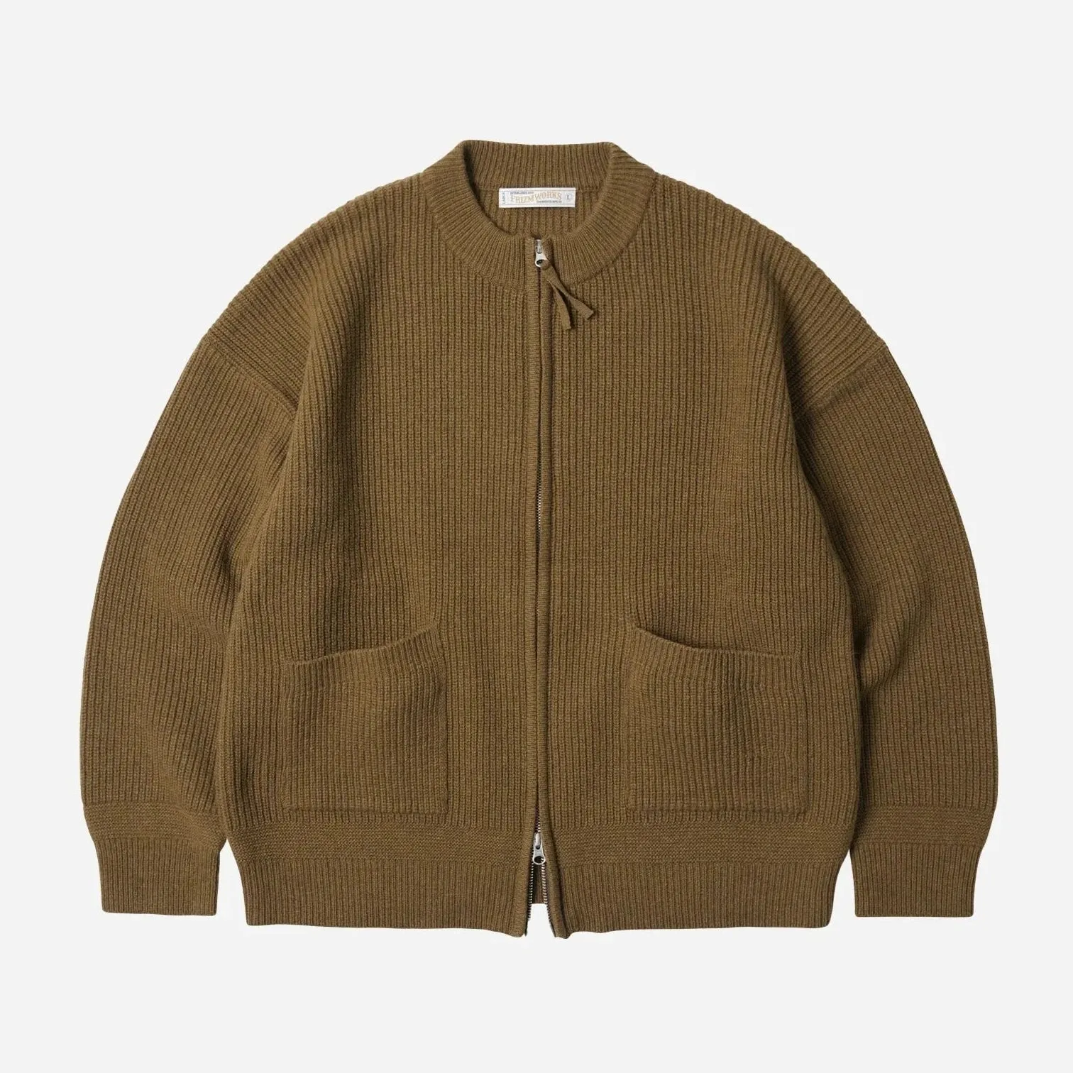 FlatlockStitching Frizmworks Wool Deck Zip Up Cardigan Cinnamon