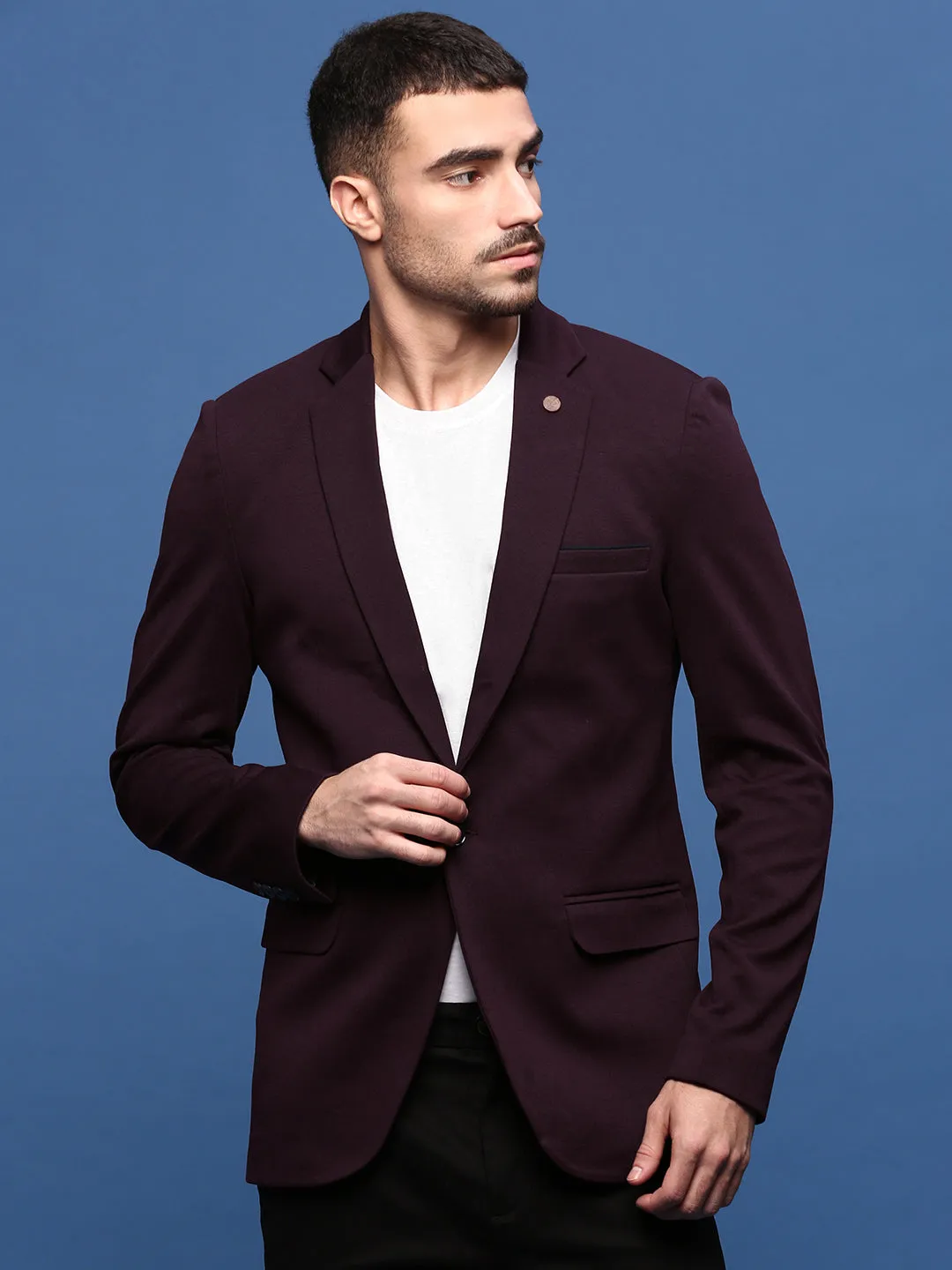 Airflow Ventilation Compact Fit Look Men's Purple Slim Fit Single Breasted Blazer