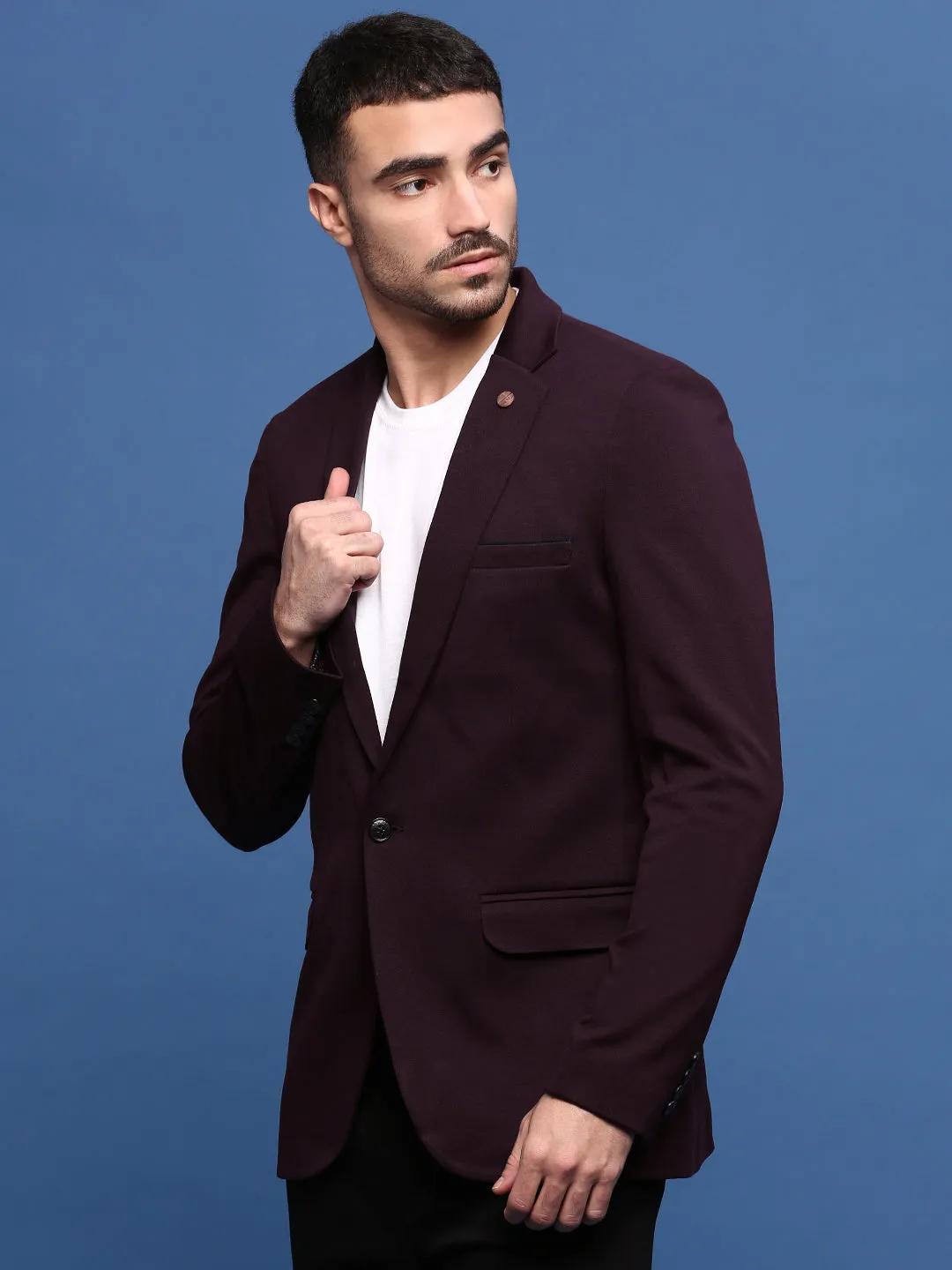 Men's Purple Slim Fit Single Breasted Blazer Monochrome Look