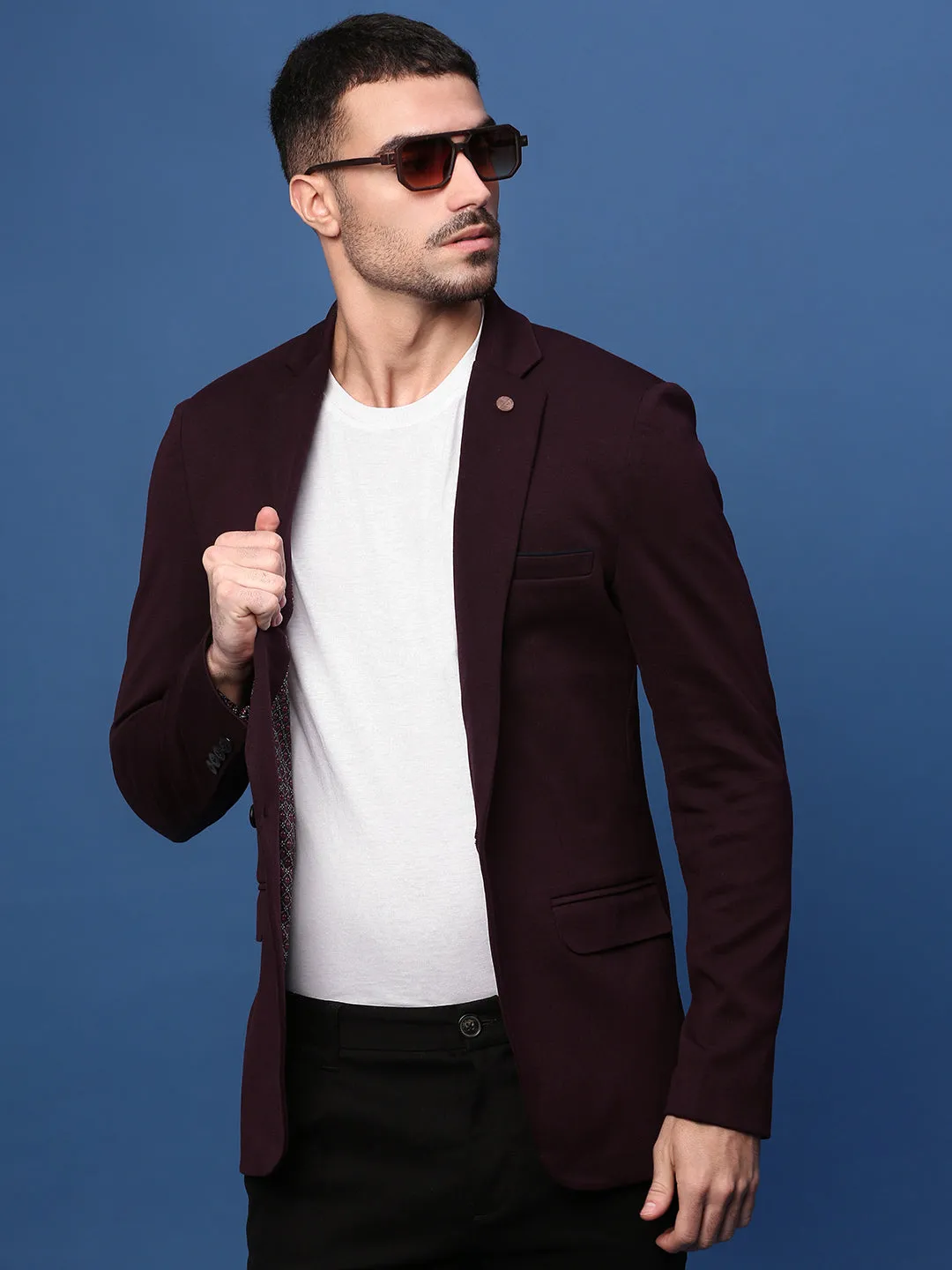 Men's Purple Slim Fit Single Breasted Blazer Recycled materials