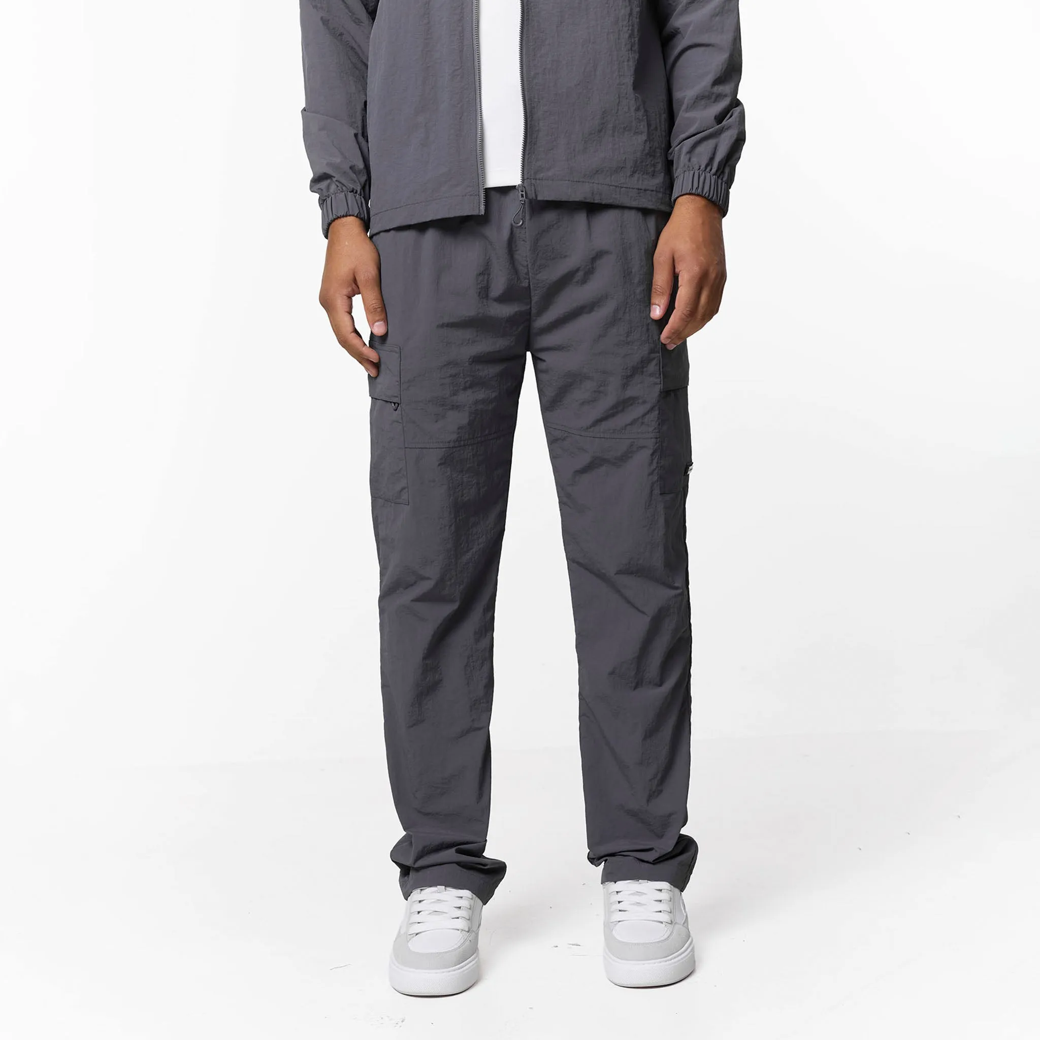 Crinkle Nylon Tech Utility Pant | Charcoal LightweightWeave Durable Hem