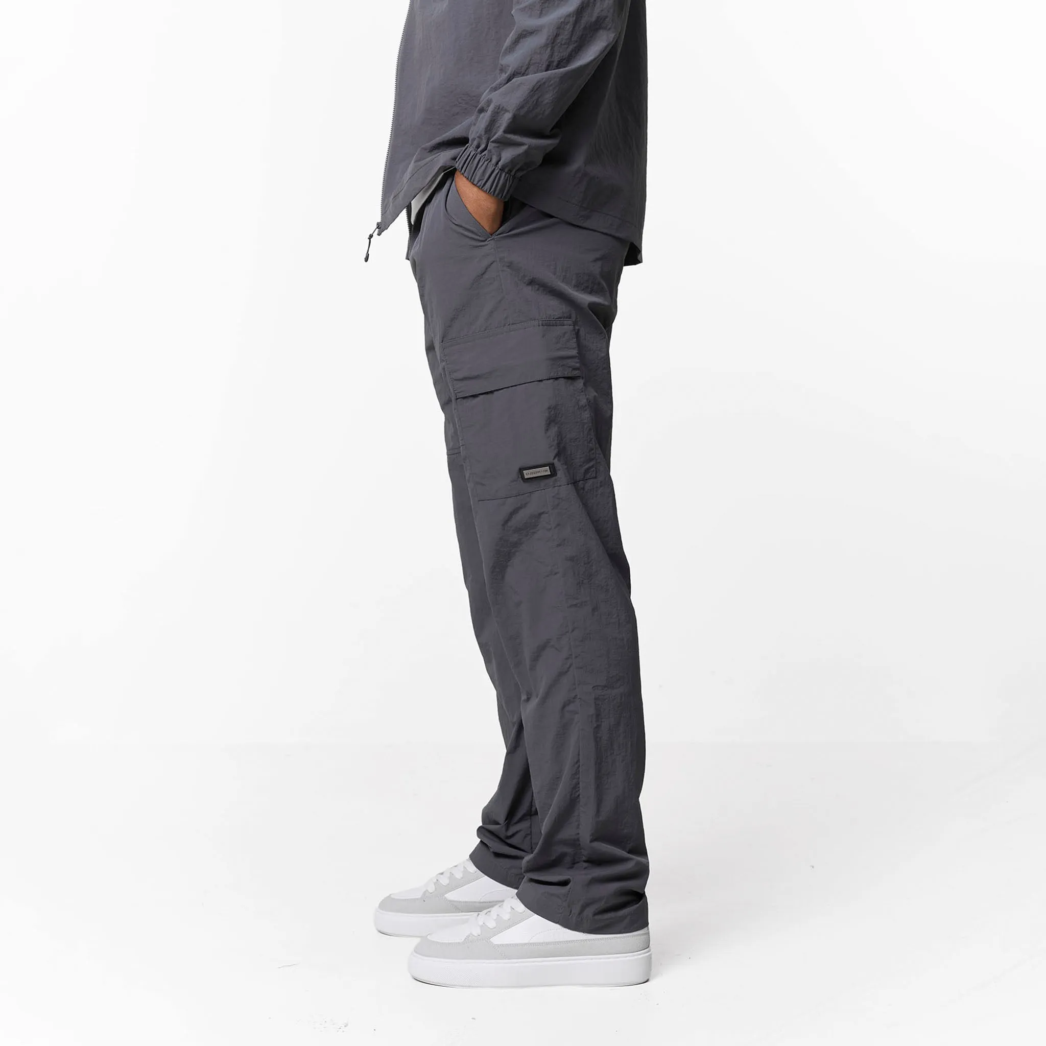 Crinkle Nylon Tech Utility Pant | Charcoal Crisp Design