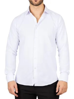 White Long Sleeve Regular Fit Double Cuff Twill Oxford Shirt Easy Comfort