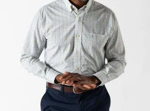 Tailored Fit Thermoregulating Fabric Gaston Plaid Performance Poplin Sport Shirt In Faded Peach