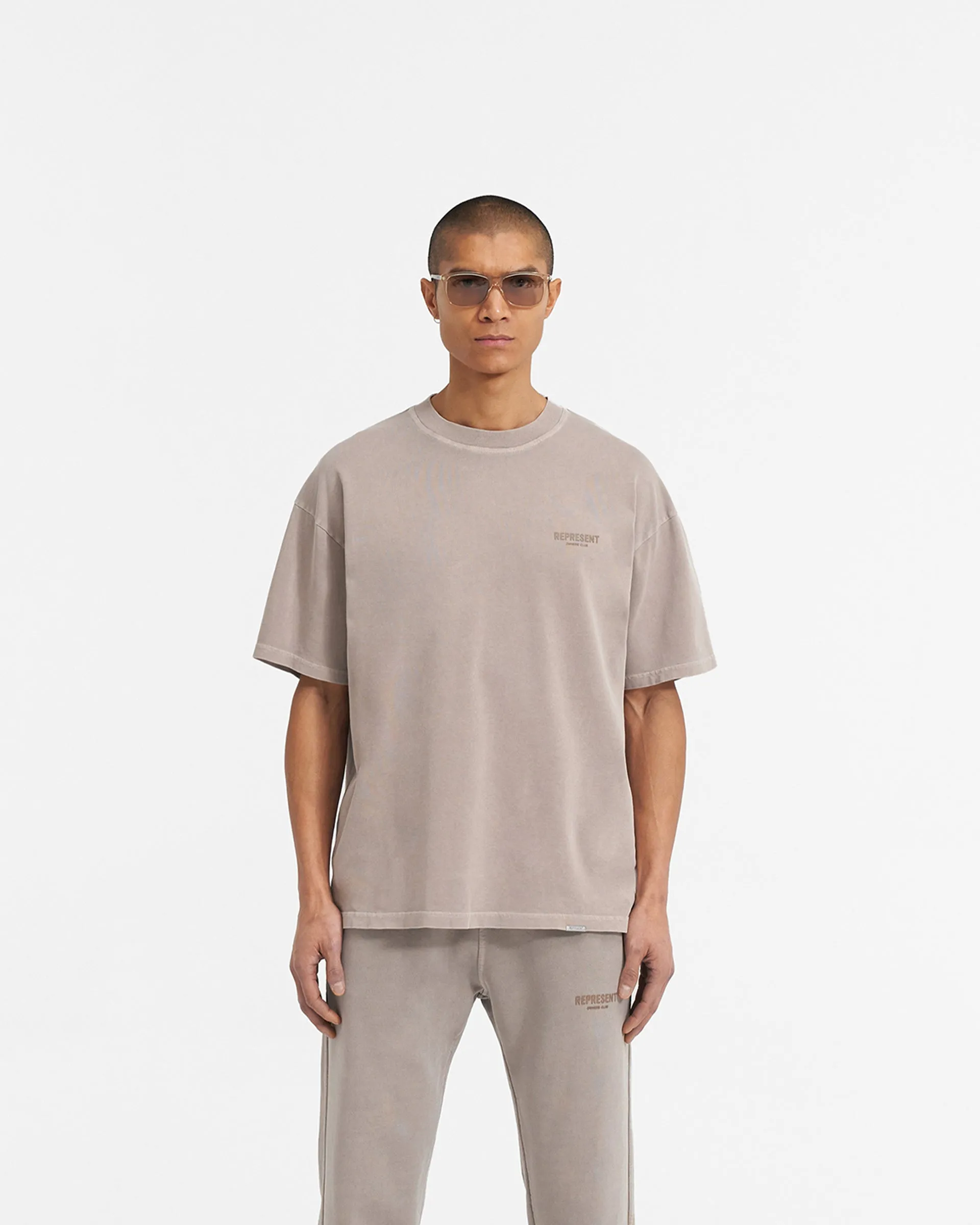 Boat Neck Represent Owners Club T-Shirt - Mushroom