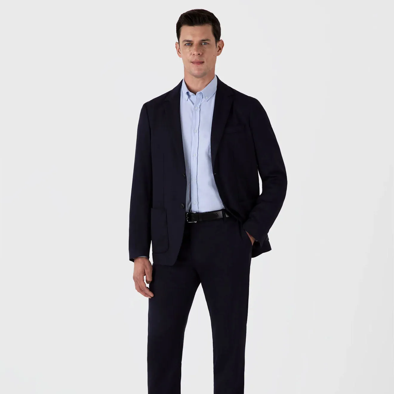 Street Comfort Pre Shrunk Cotton Blend Sunspel L/S Oxford Shirt Light Blue