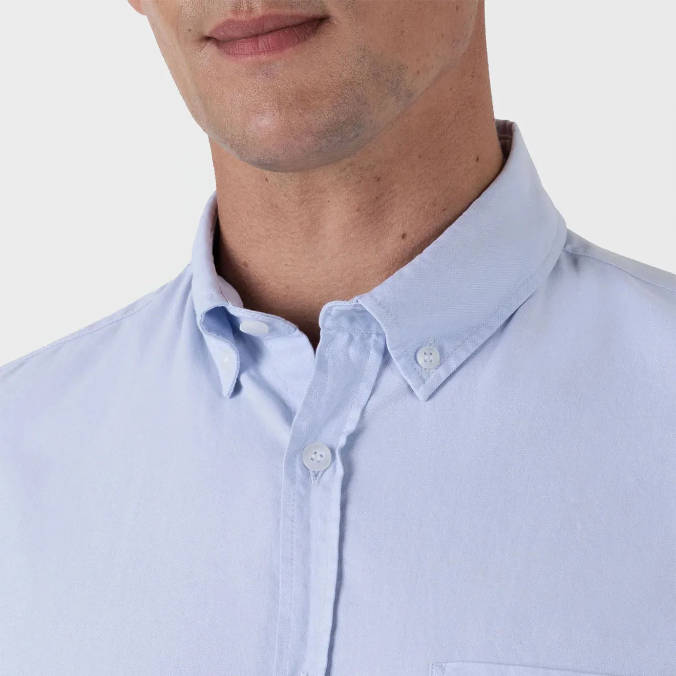 Sunspel L/S Oxford Shirt Light Blue Reinforced Buttonholes