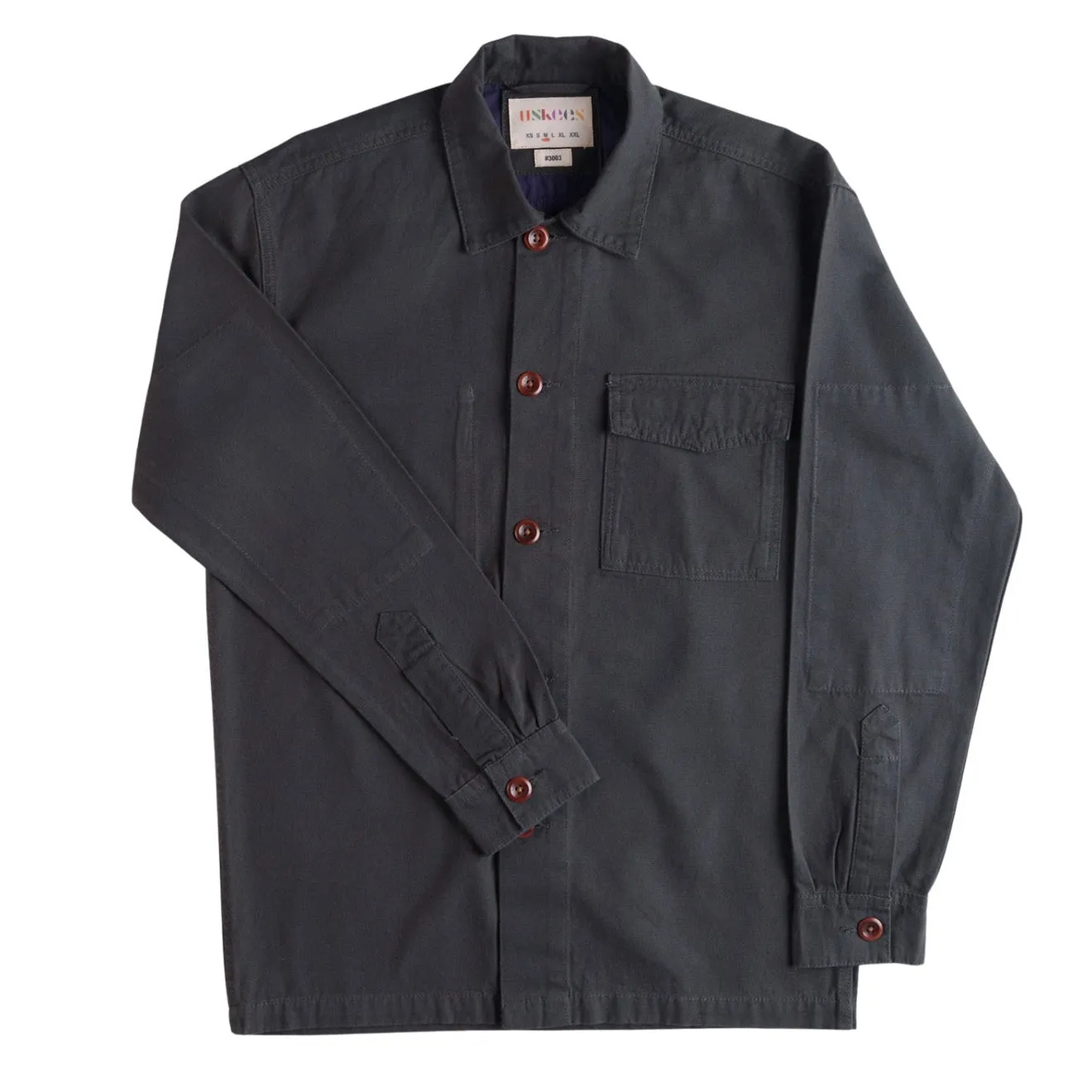 Ribbed Trim UV Protective Coating USKEES 3003 Buttoned Workshirt Charcoal