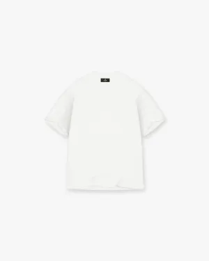 Anti Pilling Treatment Scoop neck Initial Oversized T-Shirt - Flat White