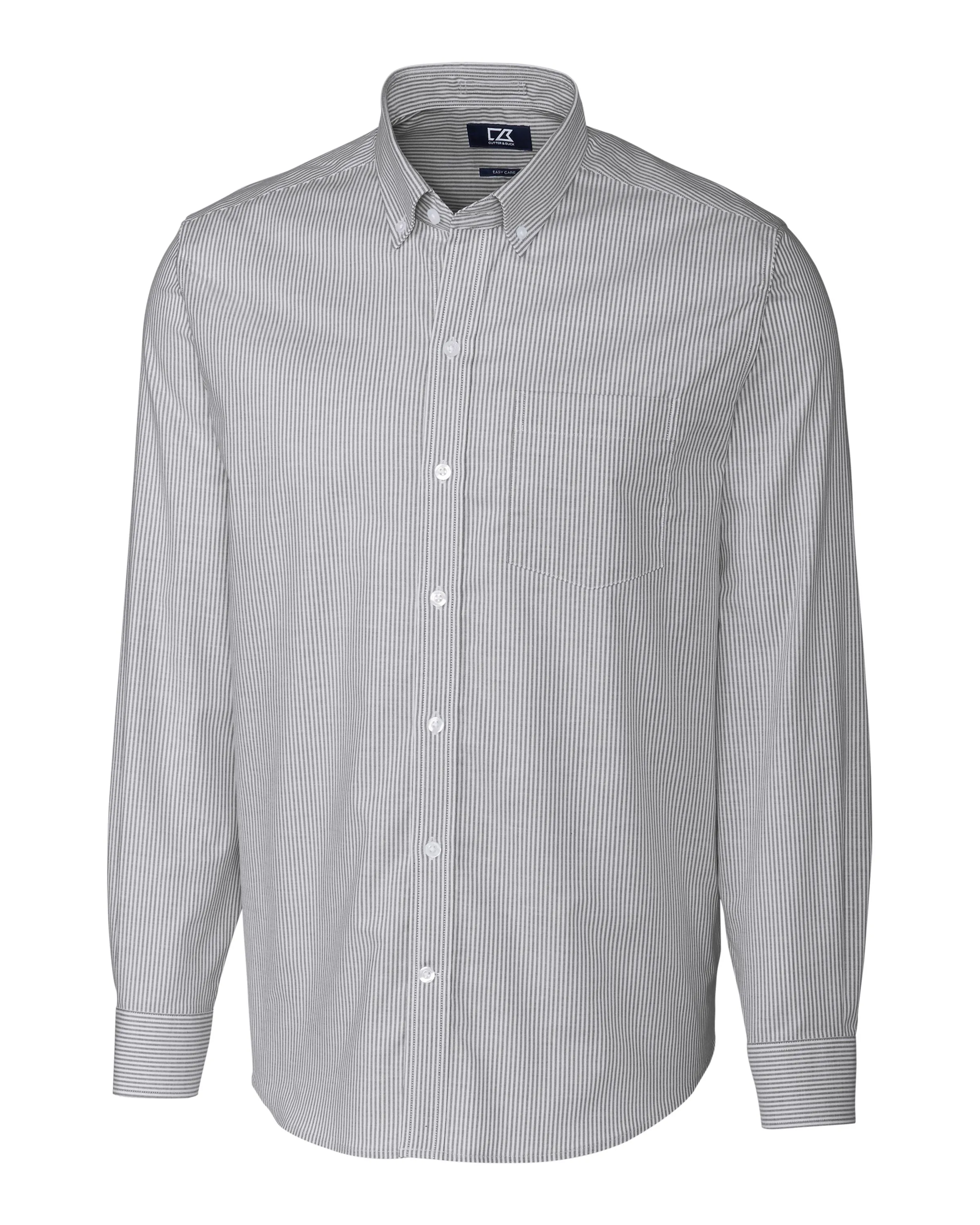 Anti-static Traveler??s Choice Cutter & Buck Stretch Oxford Stripe Mens Long Sleeve Dress Shirt