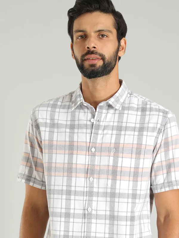 Men Checked Half Sleeve Cotton Shirt Retro Vibe