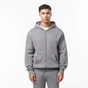 Relaxed Full Zip Hoodie | Mid Grey Cool Style Comfy Vibe