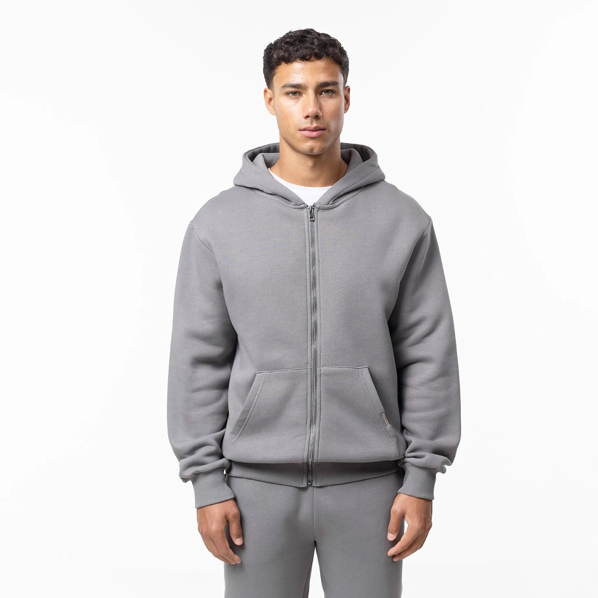 Relaxed Full Zip Hoodie | Mid Grey Cool Style Comfy Vibe