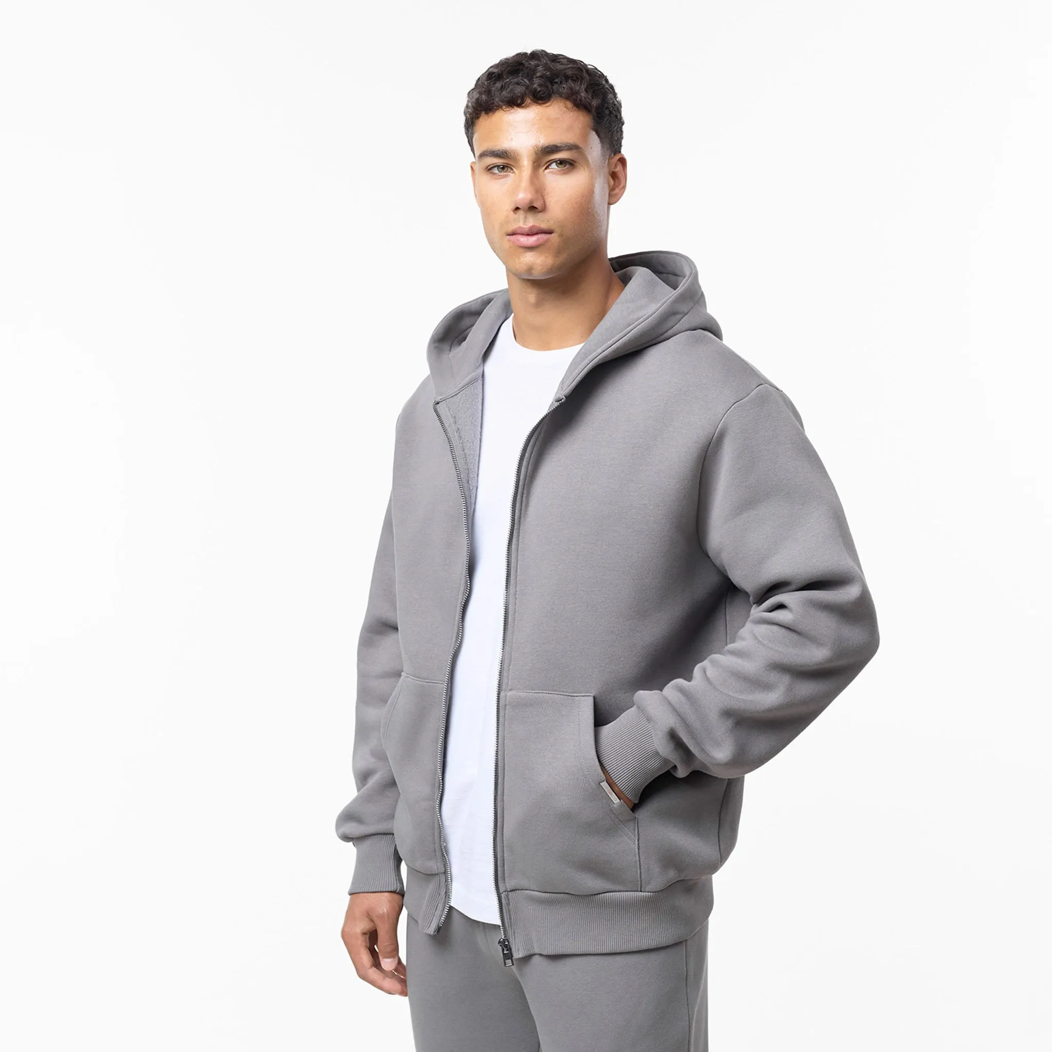 Core Comfort Relaxed Full Zip Hoodie | Mid Grey