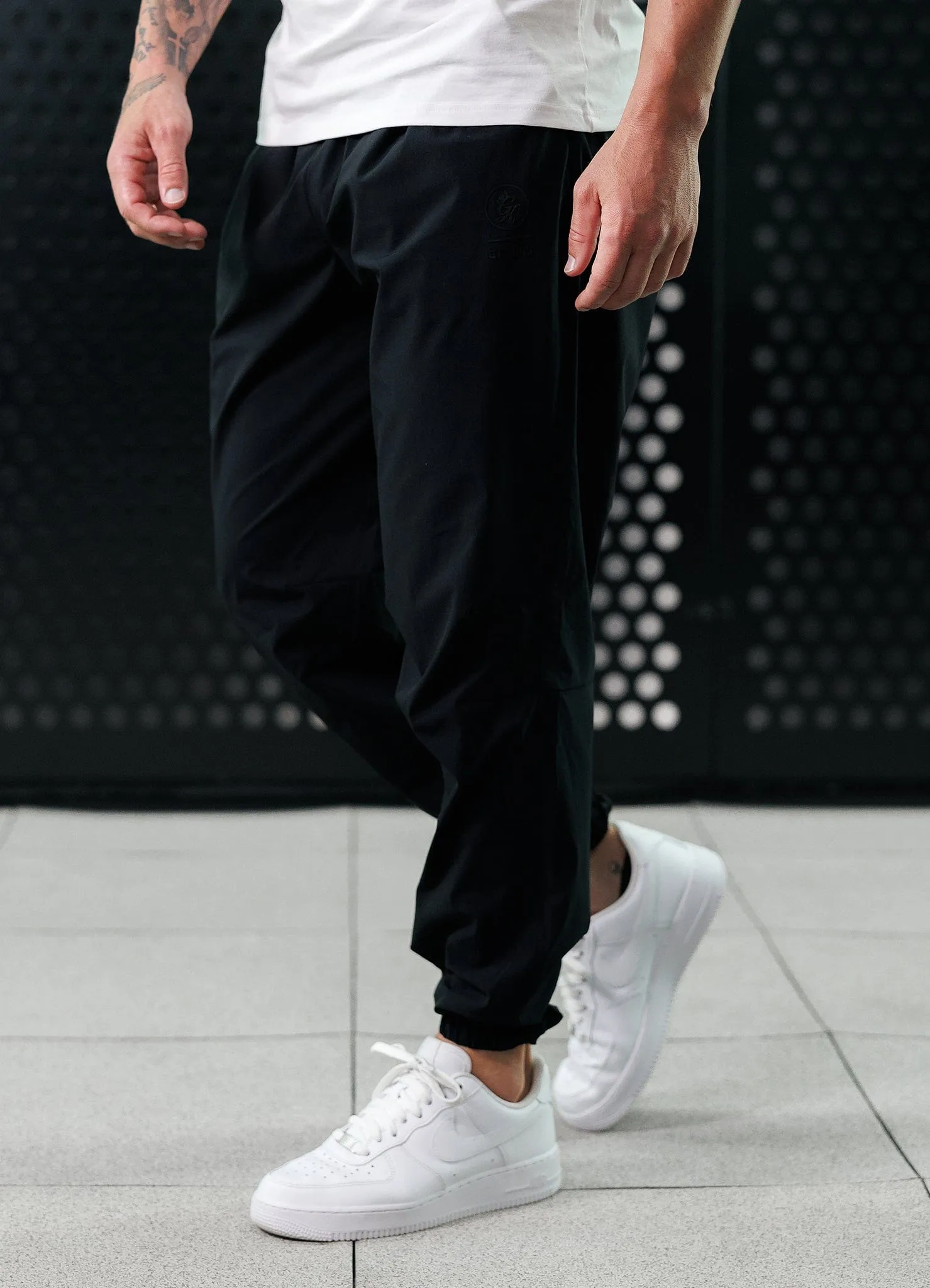Gym King Aventus Woven Tracksuit Bottom - Black Laser Cut Perforations StainResistantCoating