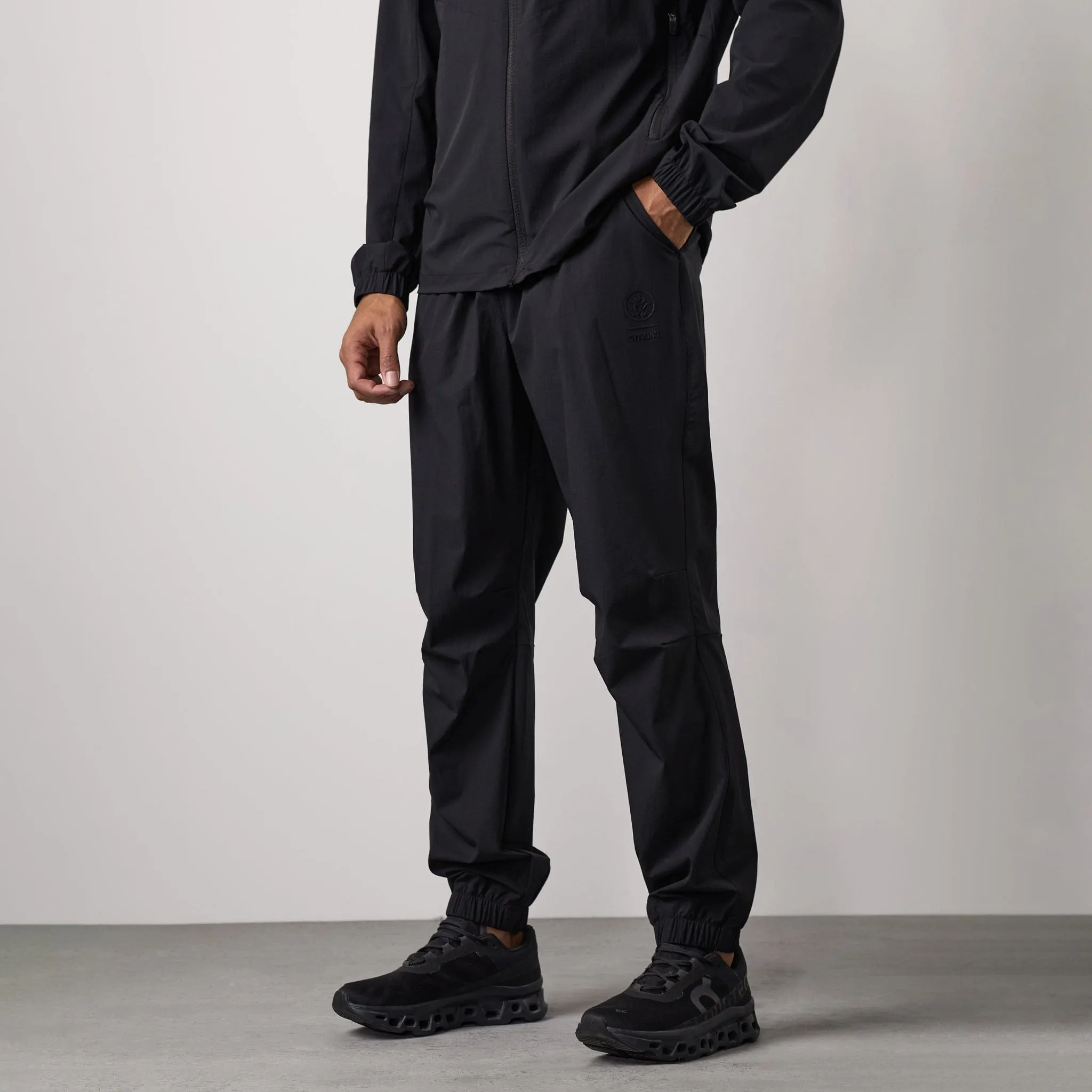 No Gap Waist Tight Cut Gym King Aventus Woven Tracksuit Bottom - Black