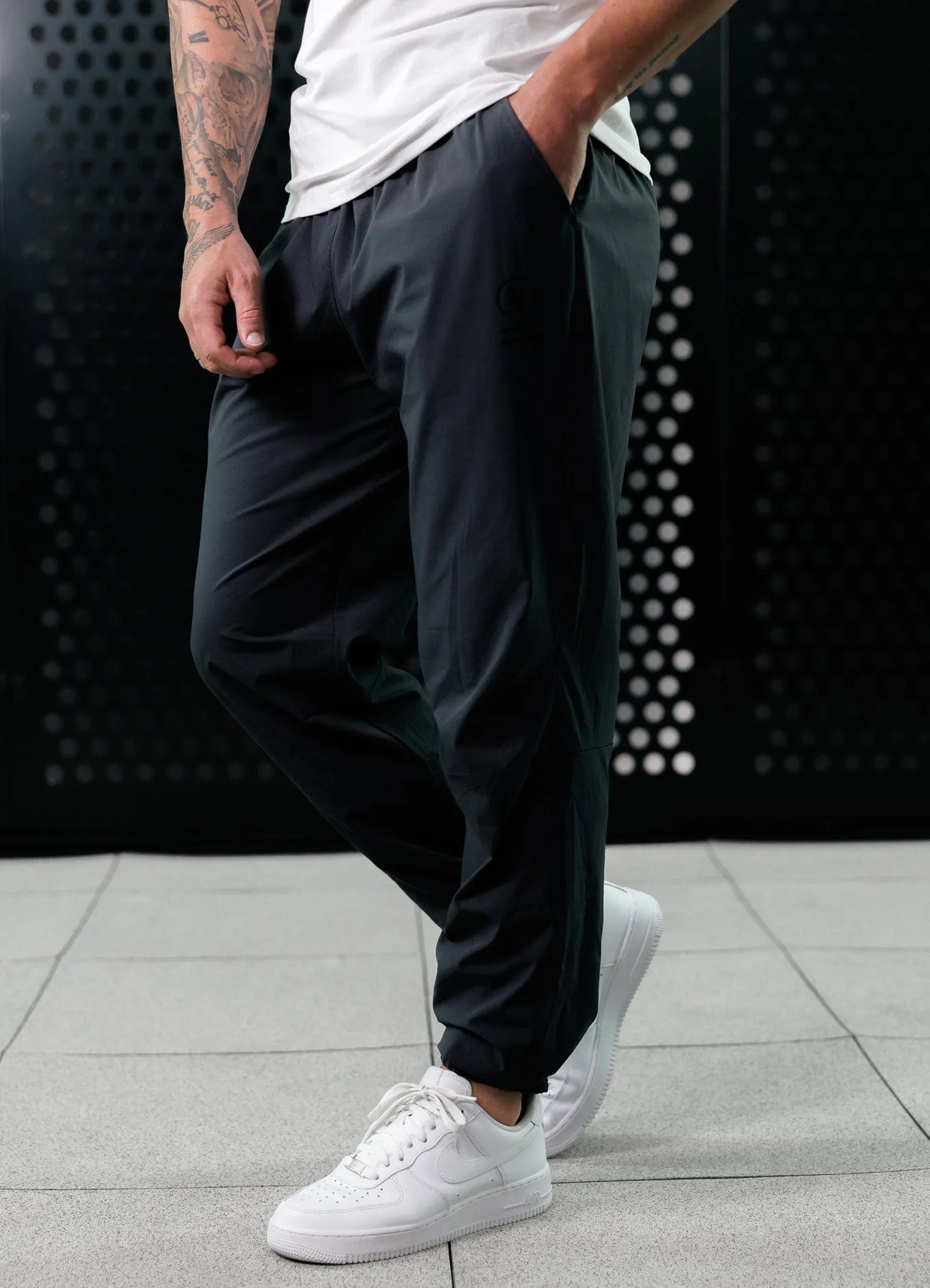 Organic Cotton OrganicCottonBlend Gym King Aventus Woven Tracksuit Bottom - Dark Pewter