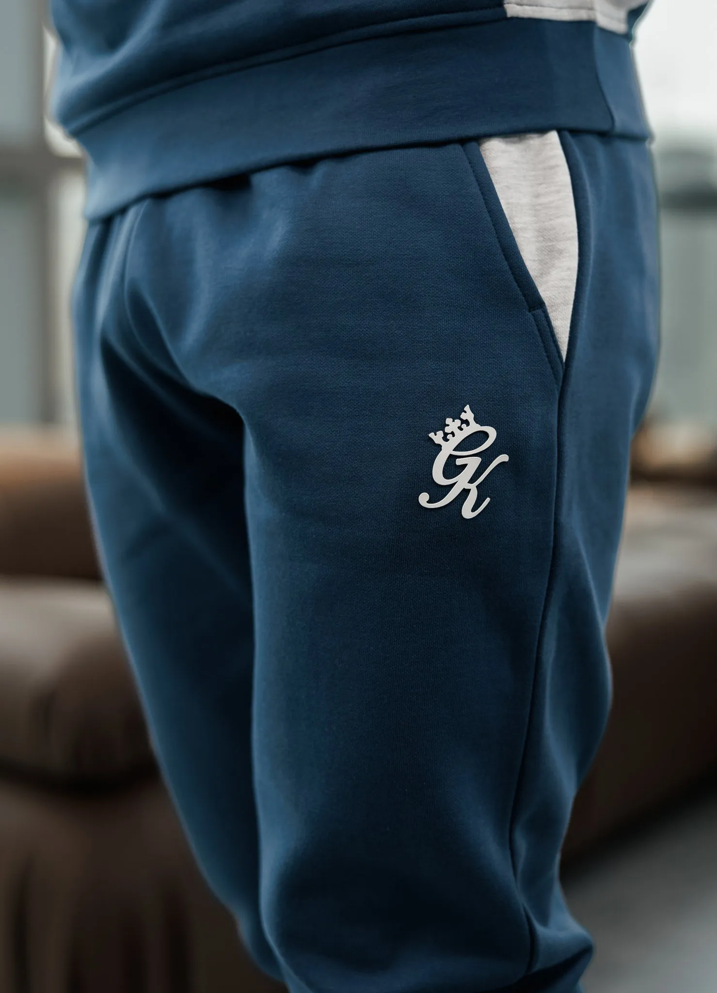 Gym King Contrast Panel Jogger - Moonlight Blue/Snow Marl Clean Finish All Day Fit