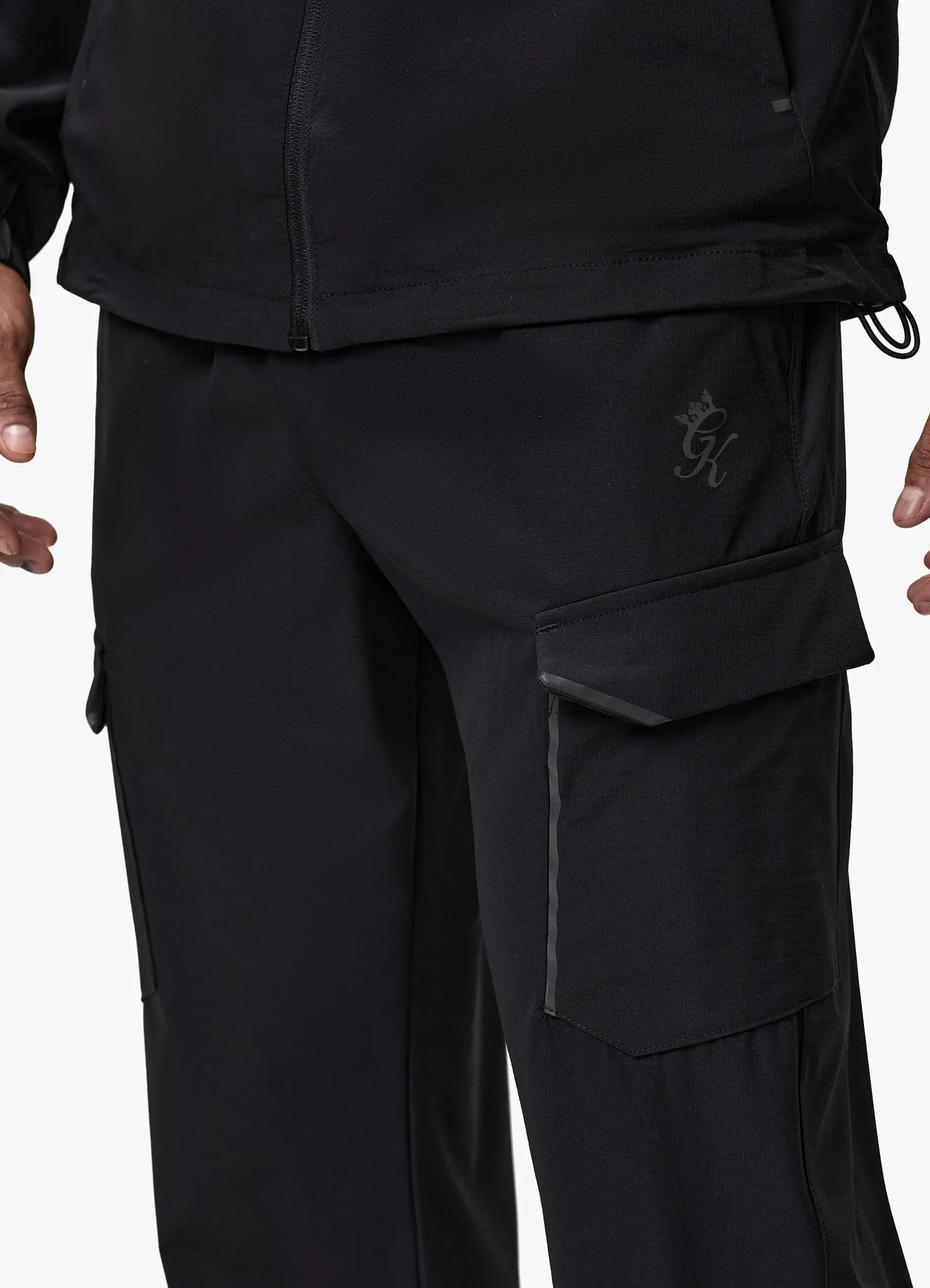 Stretchable Fit Relaxed Fit Design Gym King Elite Ripstop Tracksuit Bottom - Black