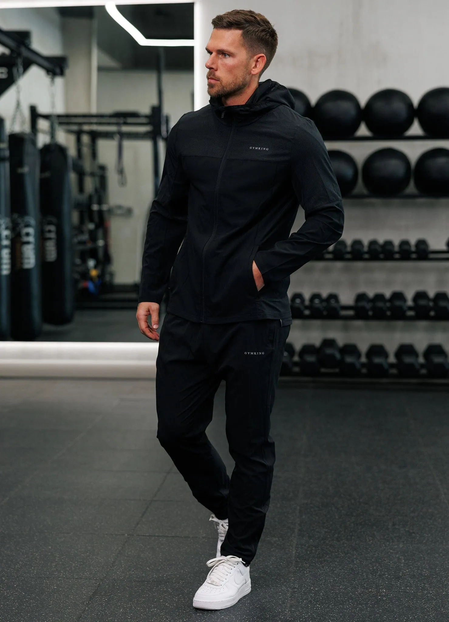 Adjustable Fit Light Stretch Gym King Hex Jogger - Black/Fossil Grey
