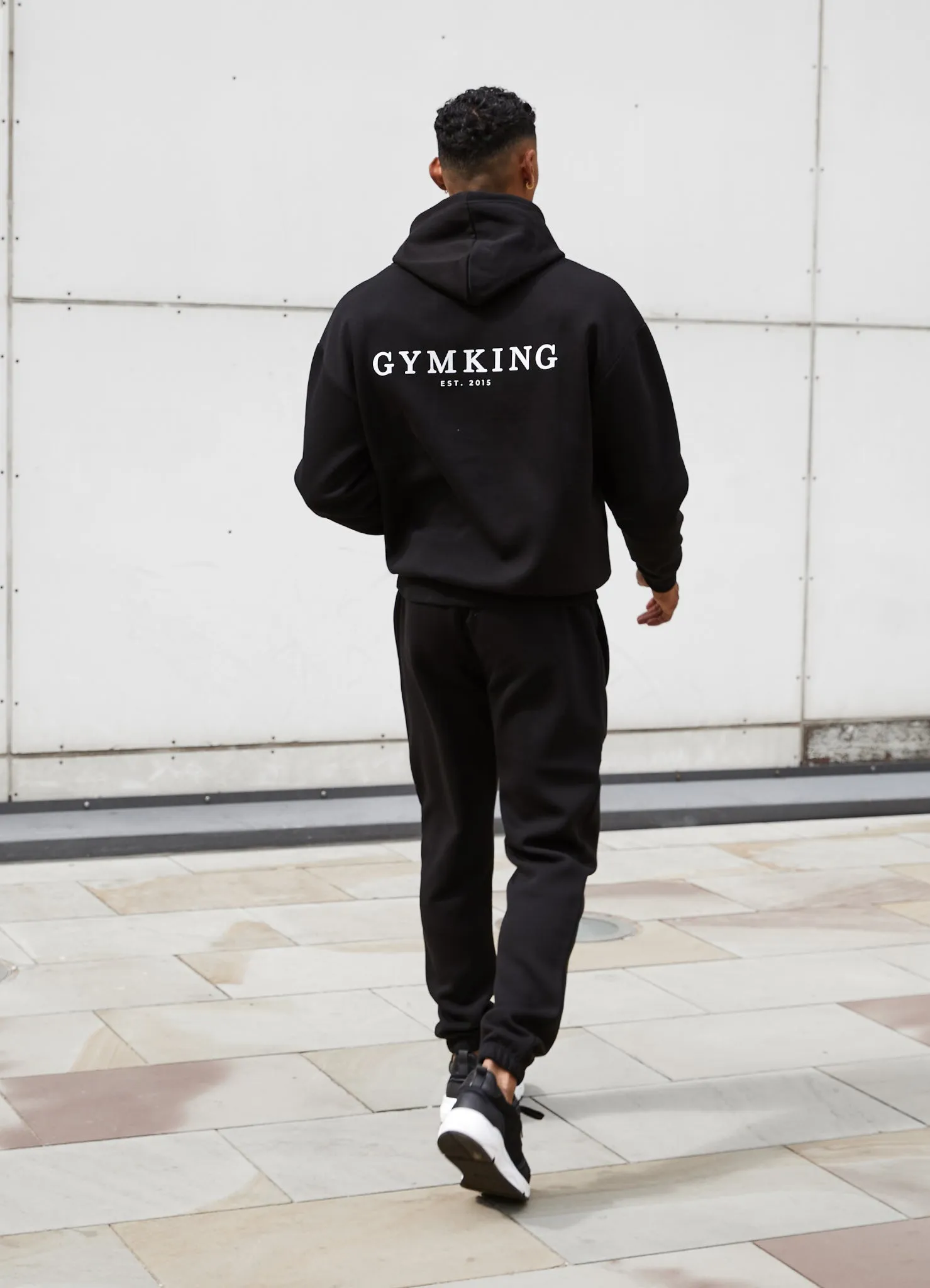 Easy Stretch Fit Gym King Oversized Logo Jogger - Black