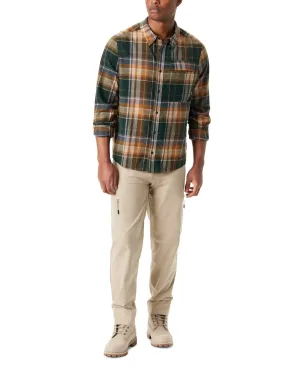 Bass Outdoor Shirt Men's Green Plaid Long Sleeve Button-Up Classic Fit MAC73 Sophisticated Elegance