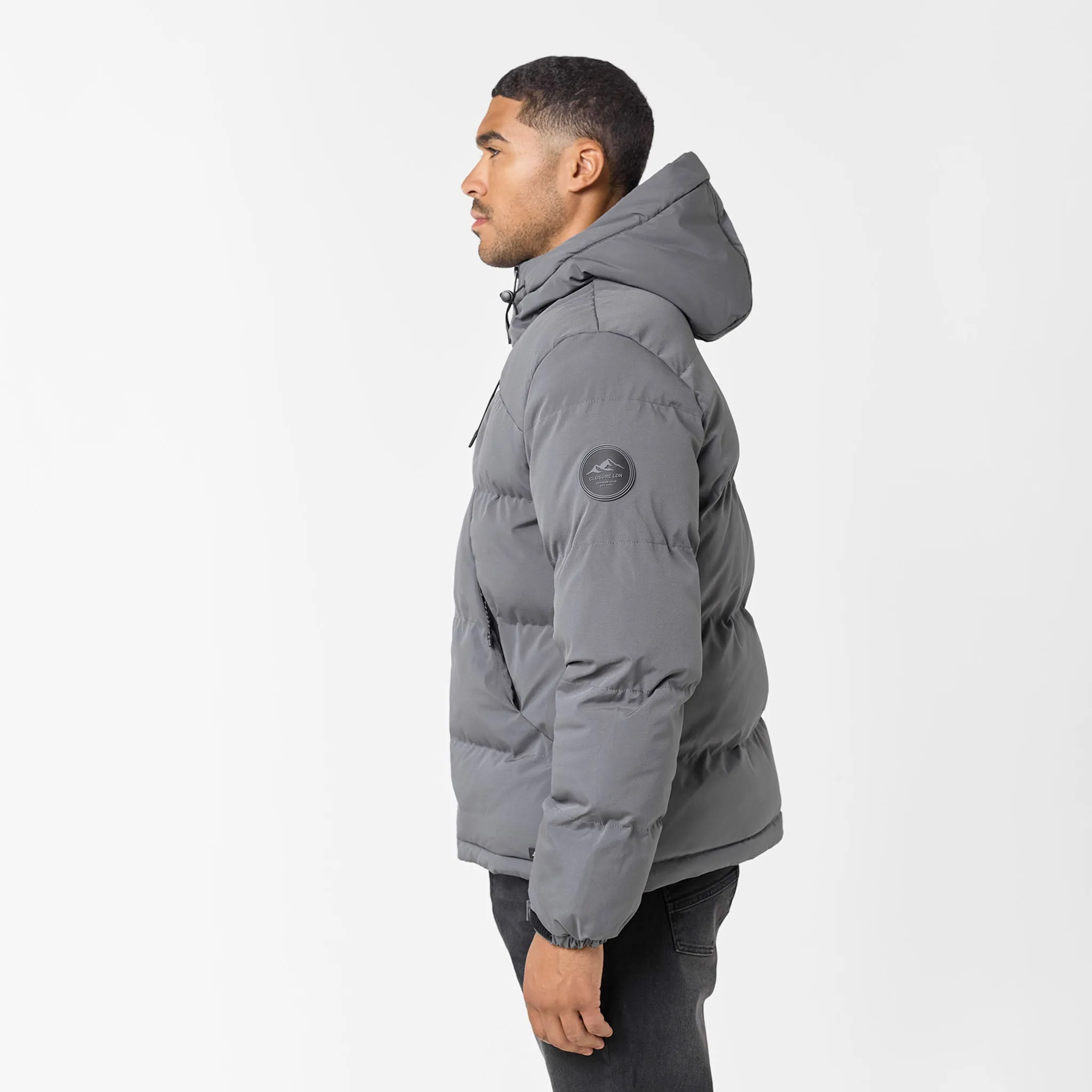 Sleek Outdoor Look NonRestrictiveFit Ripstop Racer Puffer Jacket | Charcoal