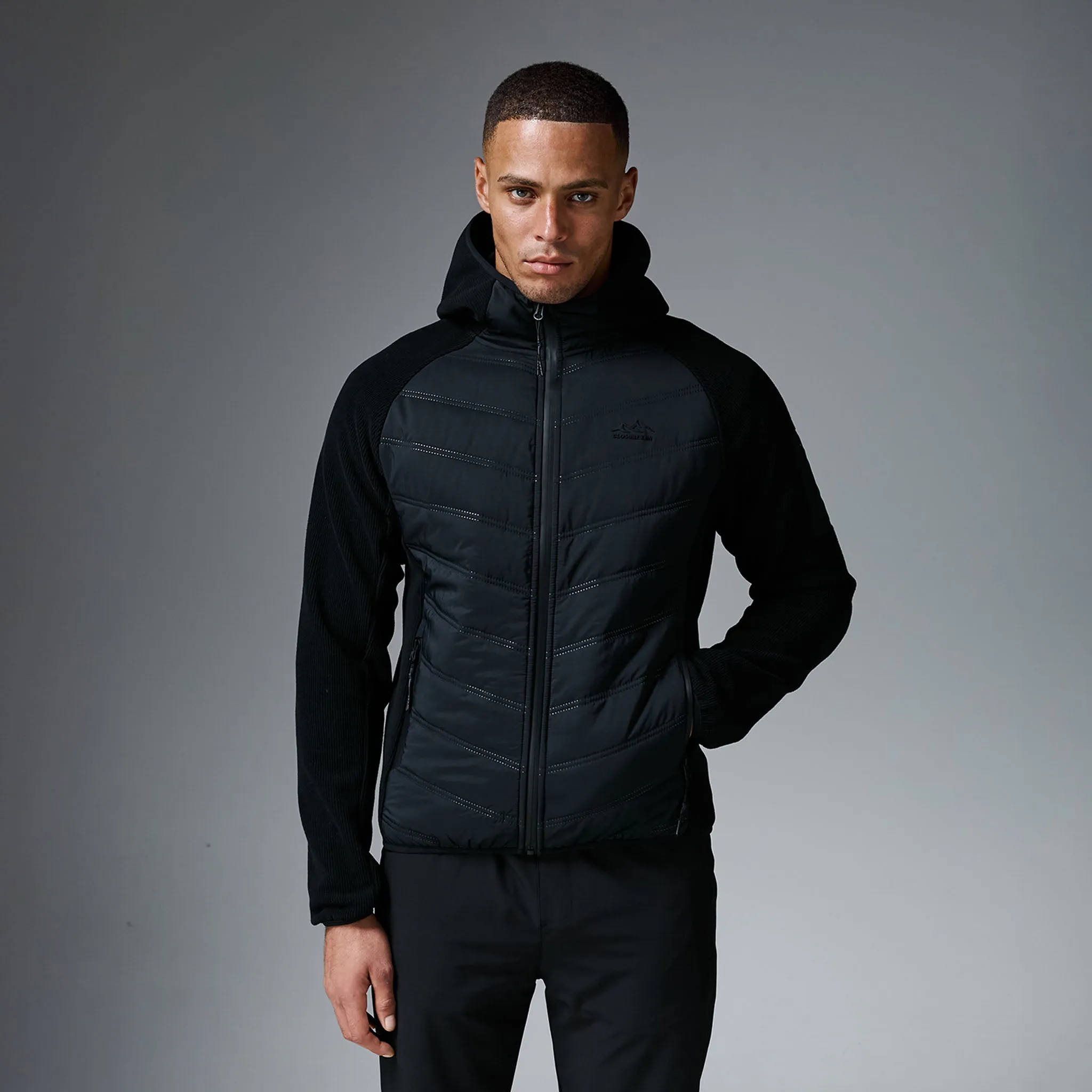 Full Zip Closure Refined Style Heat Seal Hybrid Jacket | Black