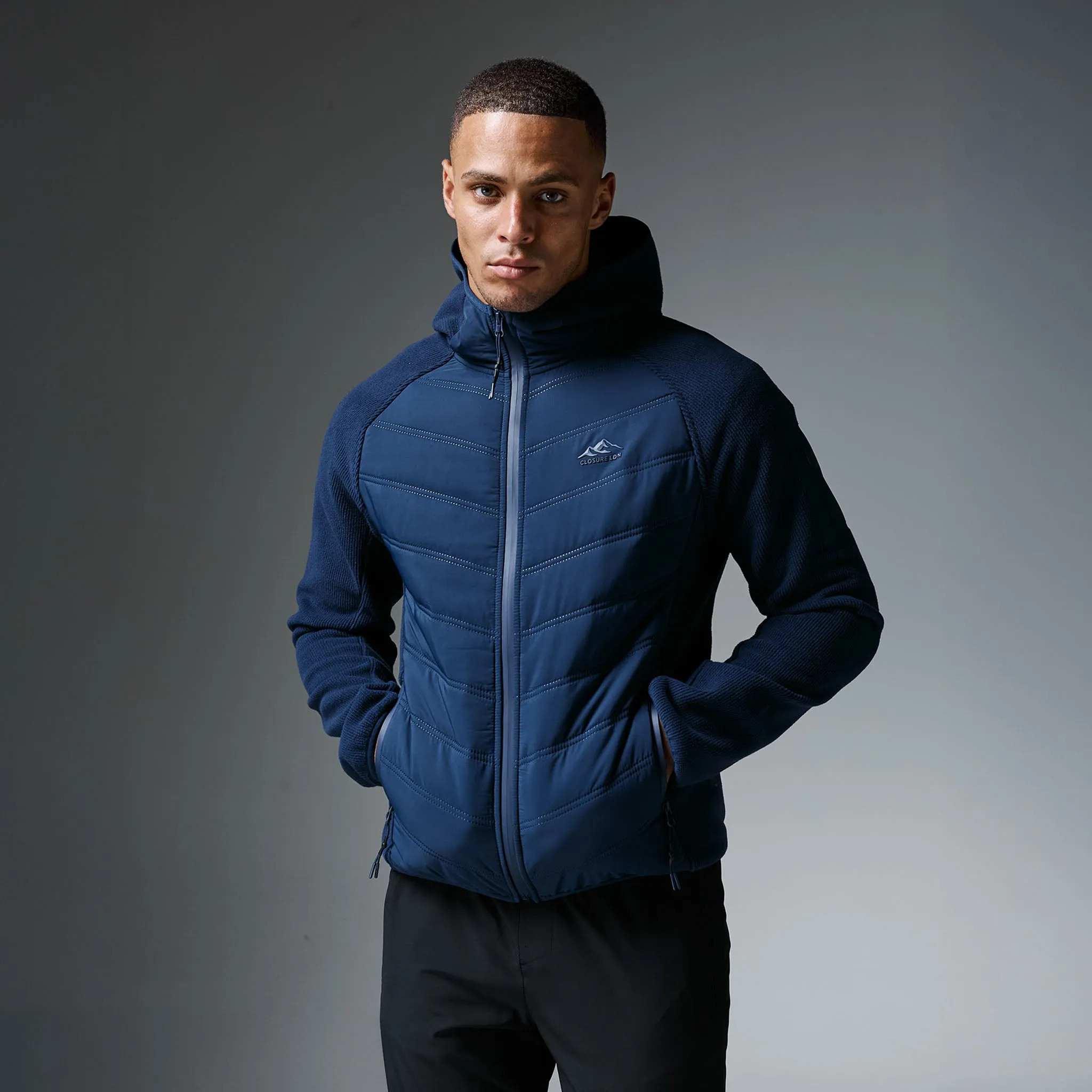 Casual Fit Layer Soft Shell Heat Seal Hybrid Jacket | Navy
